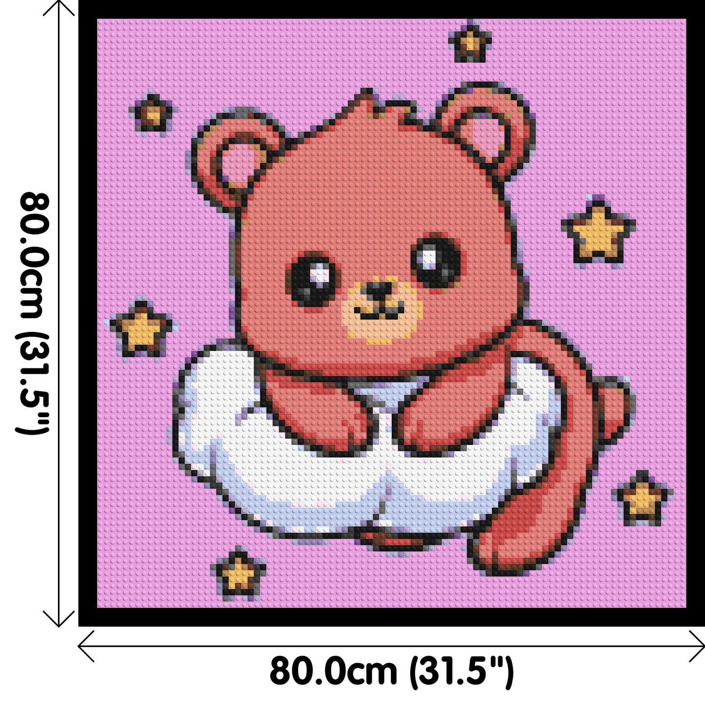 Cute Bear on Cloud with Stars Cartoon Art - Brick Art Mosaic Kit 4x4 large