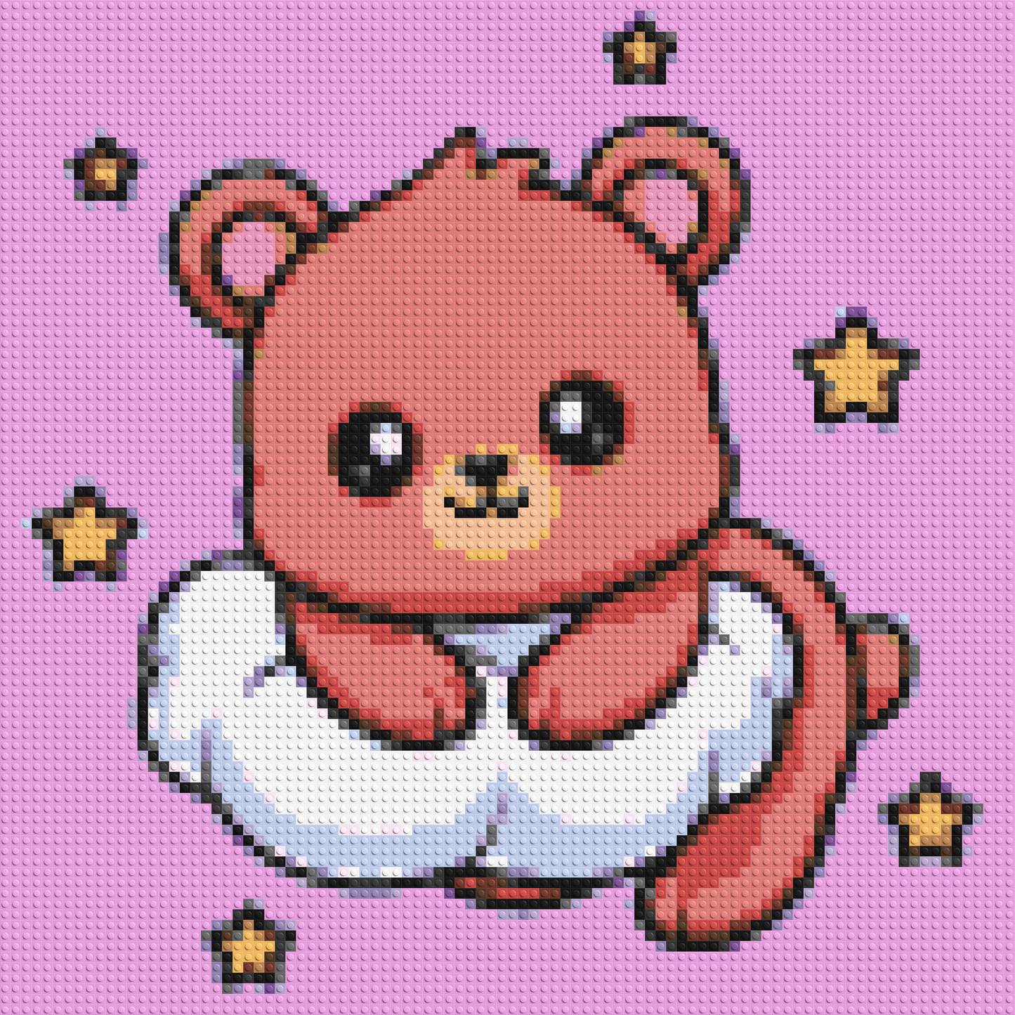 Cute Bear on Cloud with Stars Cartoon Art - Brick Art Mosaic Kit 4x4 large