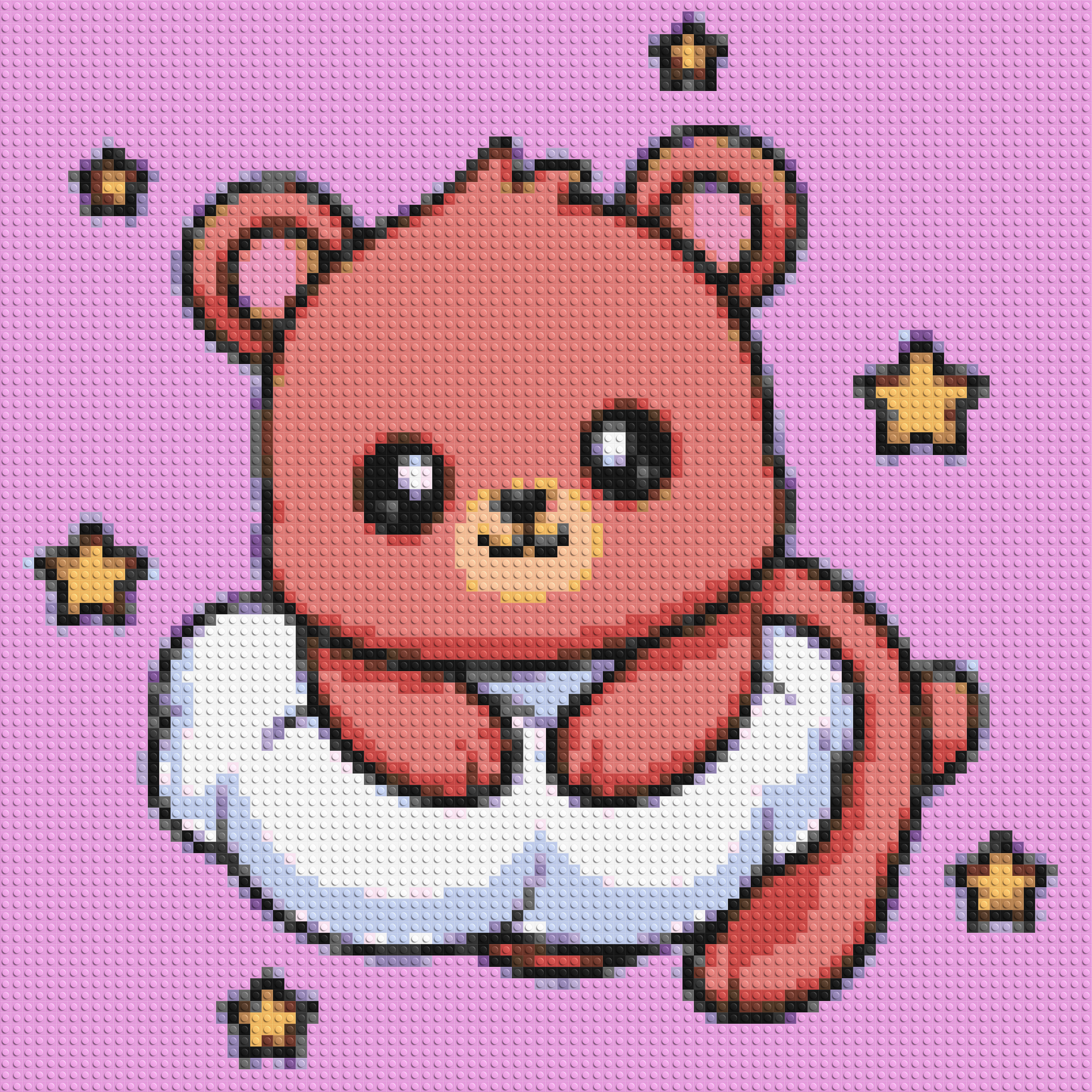 Cute Bear on Cloud with Stars Cartoon Art - Brick Art Mosaic Kit 4x4 large