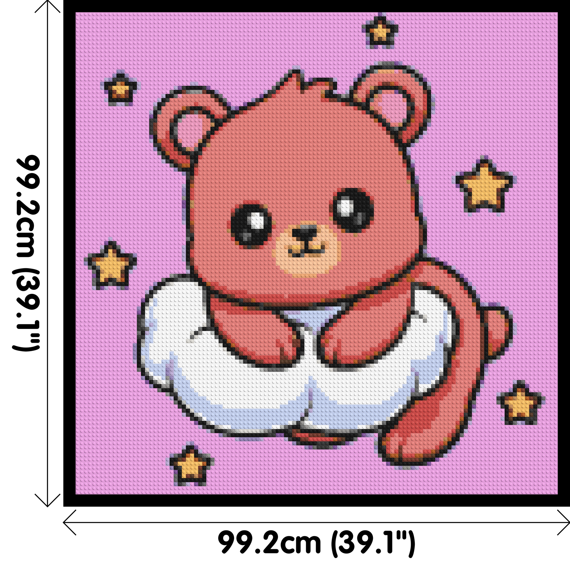 Cute Bear on Cloud with Stars Cartoon Art - Brick Art Mosaic Kit 5x5 dimensions with frame