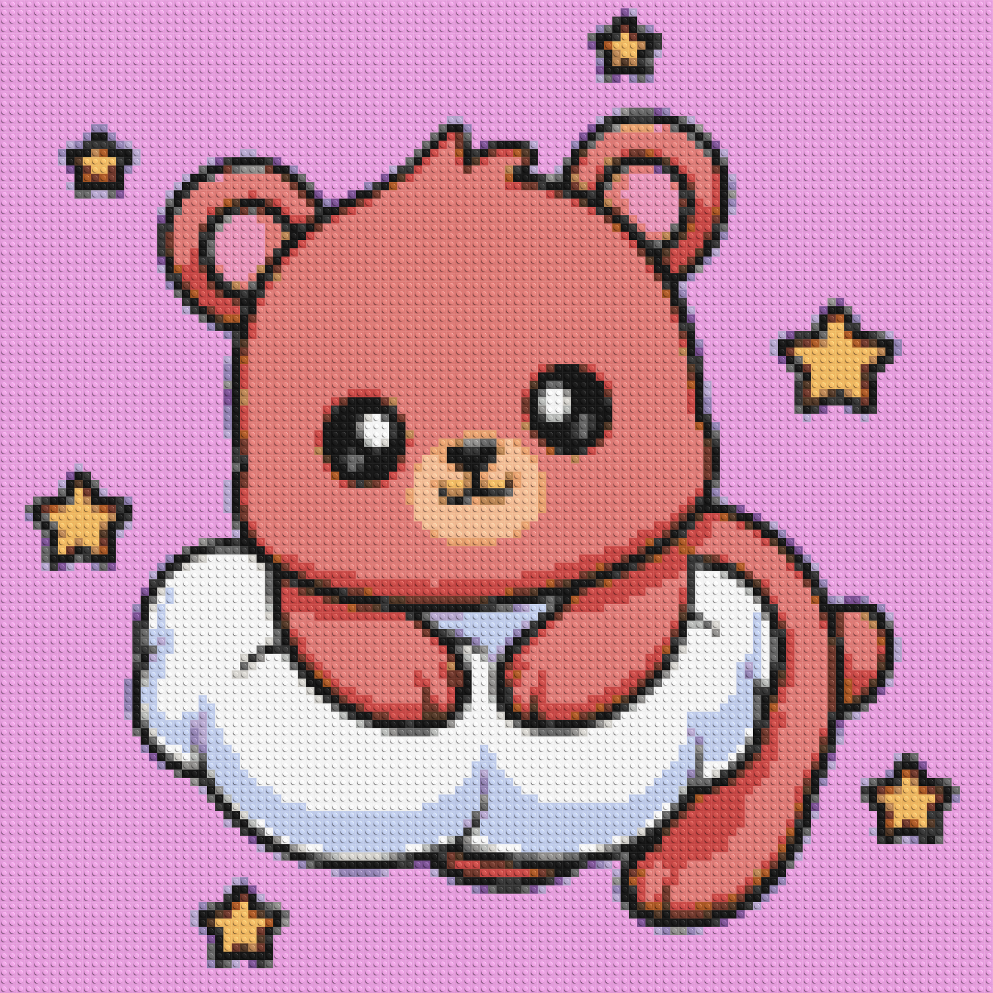 Cute Bear on Cloud with Stars Cartoon Art - Brick Art Mosaic Kit 5x5 large