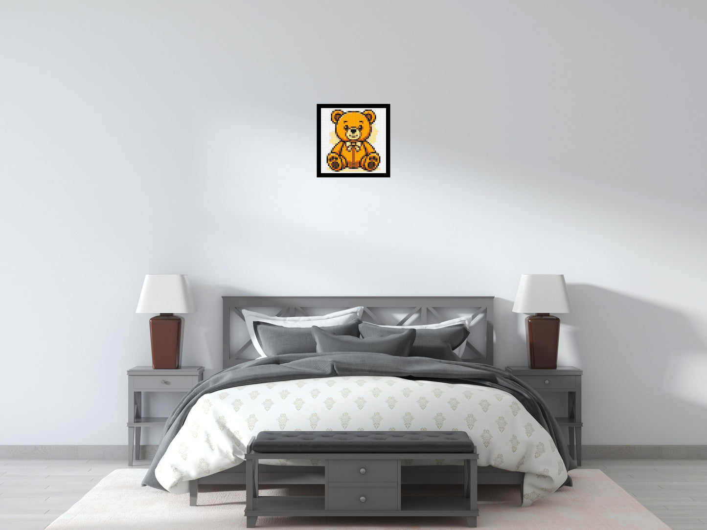 Classic Sitting Teddy Bear with Bow Tie Cartoon Art - Brick Art Mosaic Kit 2x2 large