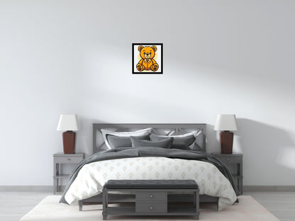 Classic Sitting Teddy Bear with Bow Tie Cartoon Art - Brick Art Mosaic Kit 2x2 large