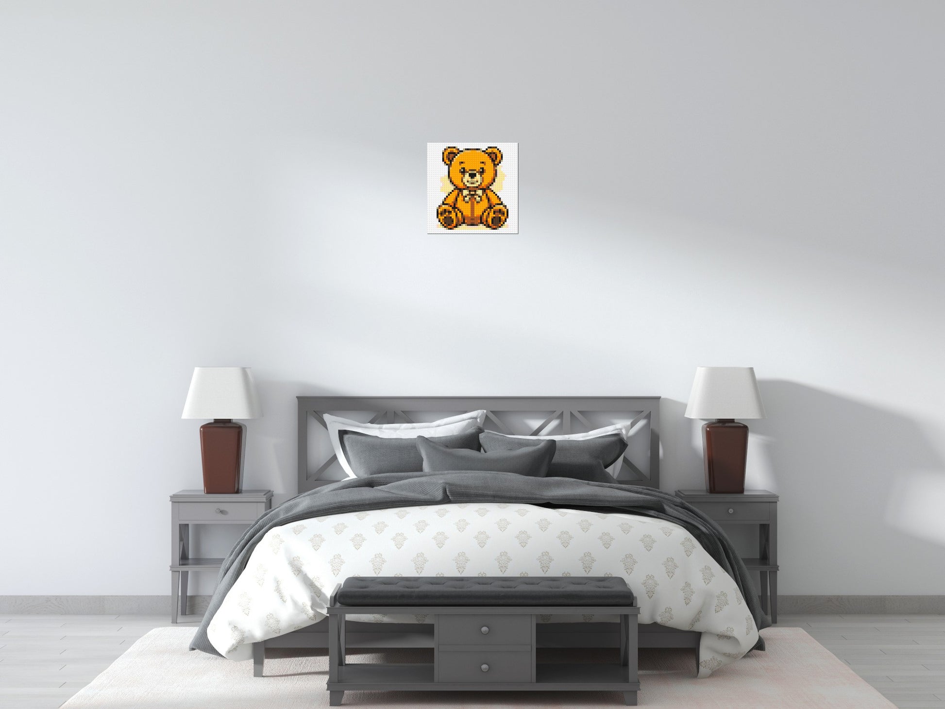Classic Sitting Teddy Bear with Bow Tie Cartoon Art - Brick Art Mosaic Kit 2x2 scene