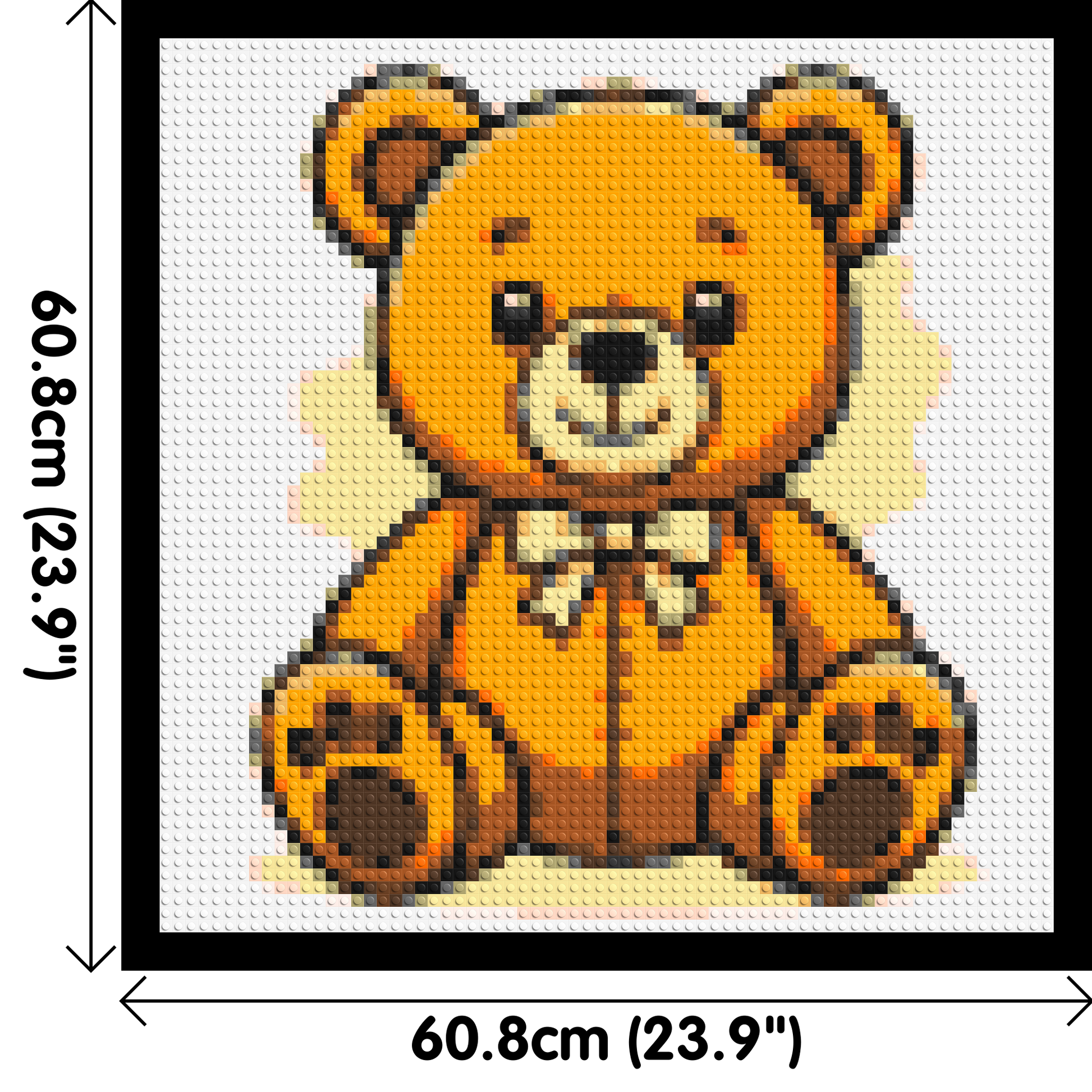 Classic Sitting Teddy Bear with Bow Tie Cartoon Art - Brick Art Mosaic Kit 3x3 dimensions with frame