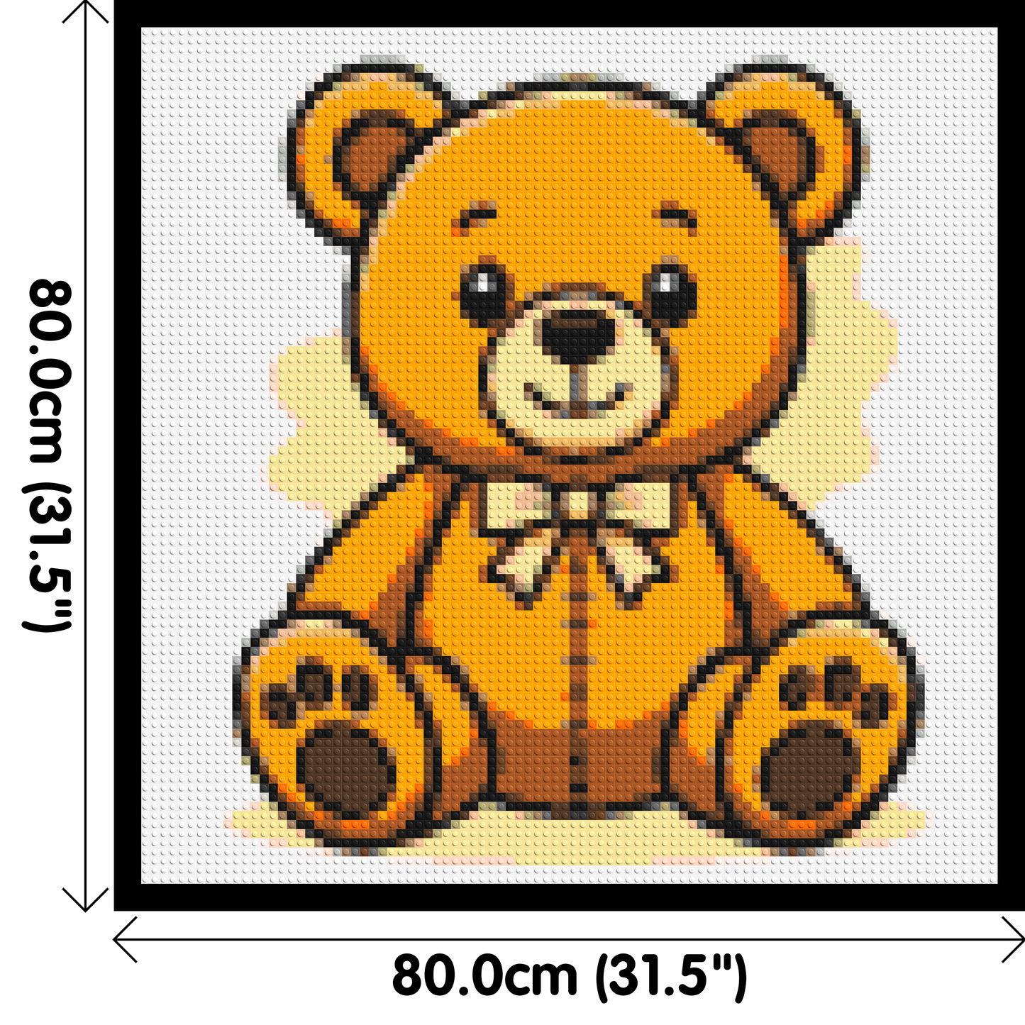 Classic Sitting Teddy Bear with Bow Tie Cartoon Art - Brick Art Mosaic Kit 4x4 large