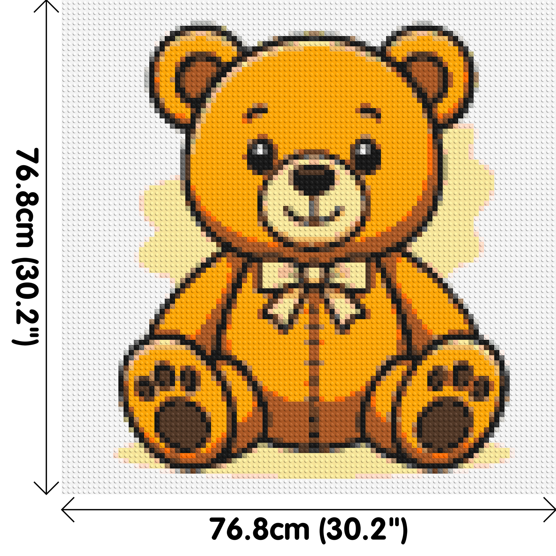Classic Sitting Teddy Bear with Bow Tie Cartoon Art - Brick Art Mosaic Kit 4x4 dimensions