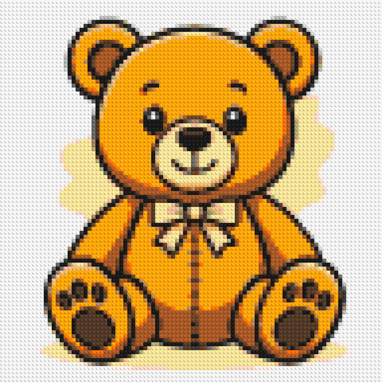 Classic Sitting Teddy Bear with Bow Tie Cartoon Art - Brick Art Mosaic Kit 4x4 large