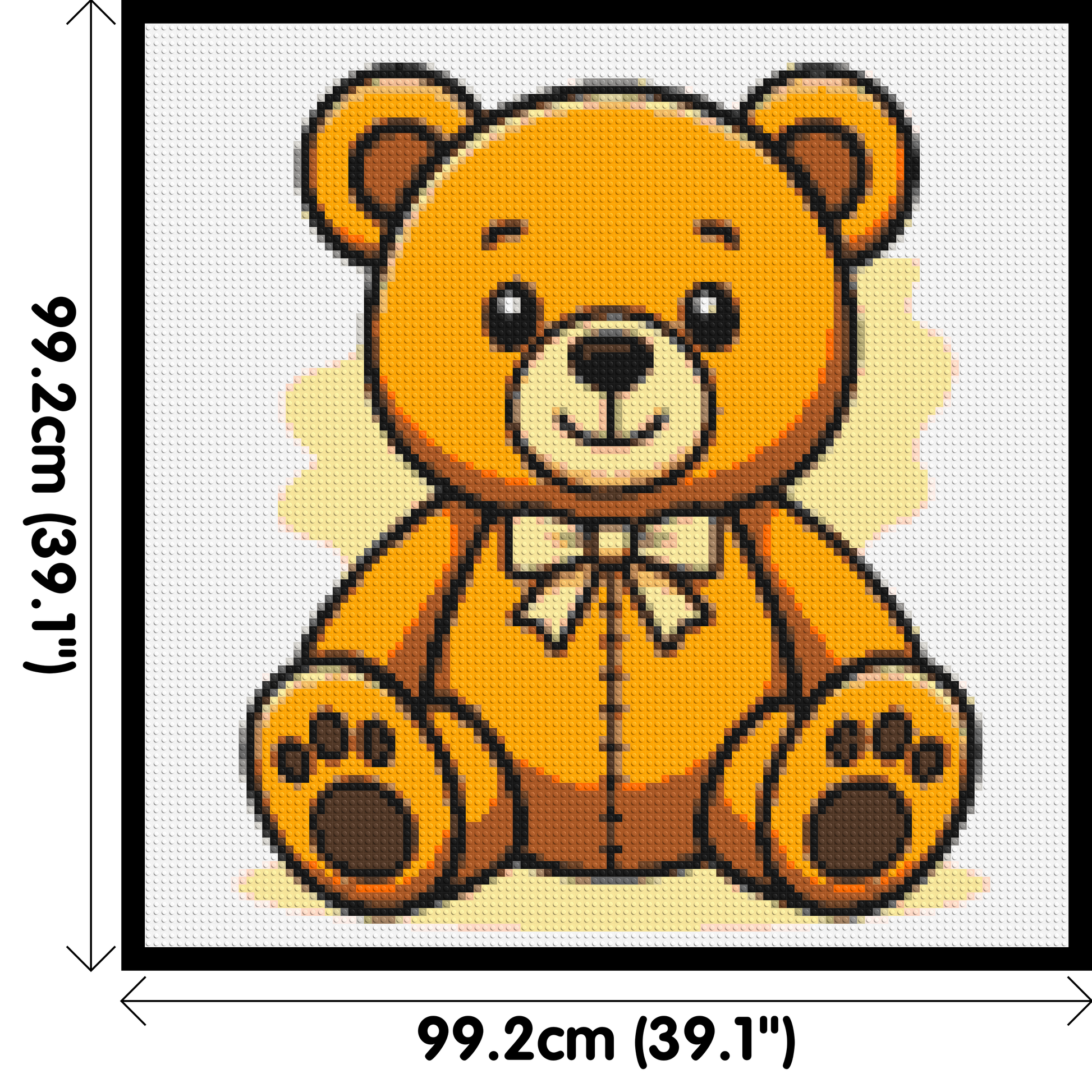 Classic Sitting Teddy Bear with Bow Tie Cartoon Art - Brick Art Mosaic Kit 5x5 dimensions with frame