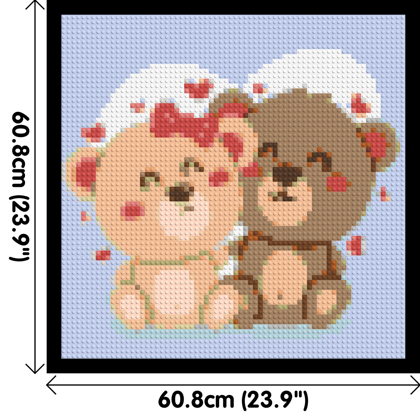Cute Teddy Bear Couple Kawaii Vector Art - Brick Art Mosaic Kit 3x3 large