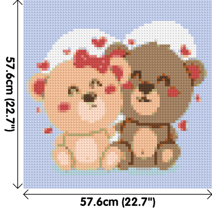 Cute Teddy Bear Couple Kawaii Vector Art - Brick Art Mosaic Kit 3x3 large