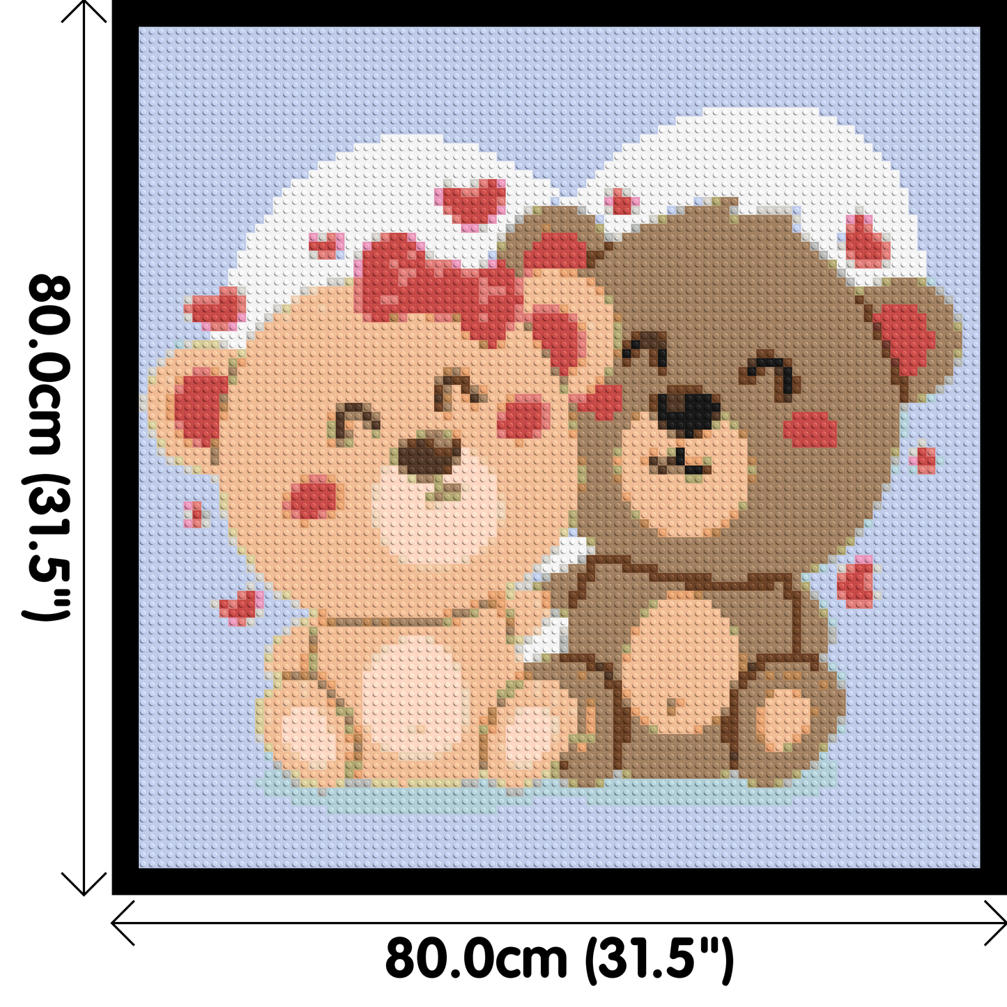 Cute Teddy Bear Couple Kawaii Vector Art - Brick Art Mosaic Kit 4x4 large