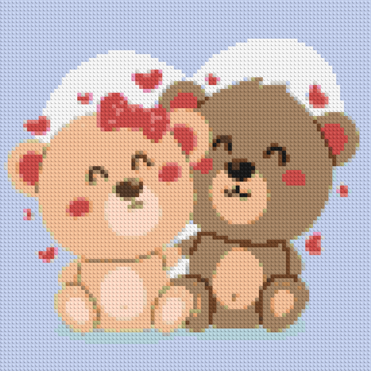 Cute Teddy Bear Couple Kawaii Vector Art - Brick Art Mosaic Kit 4x4 large