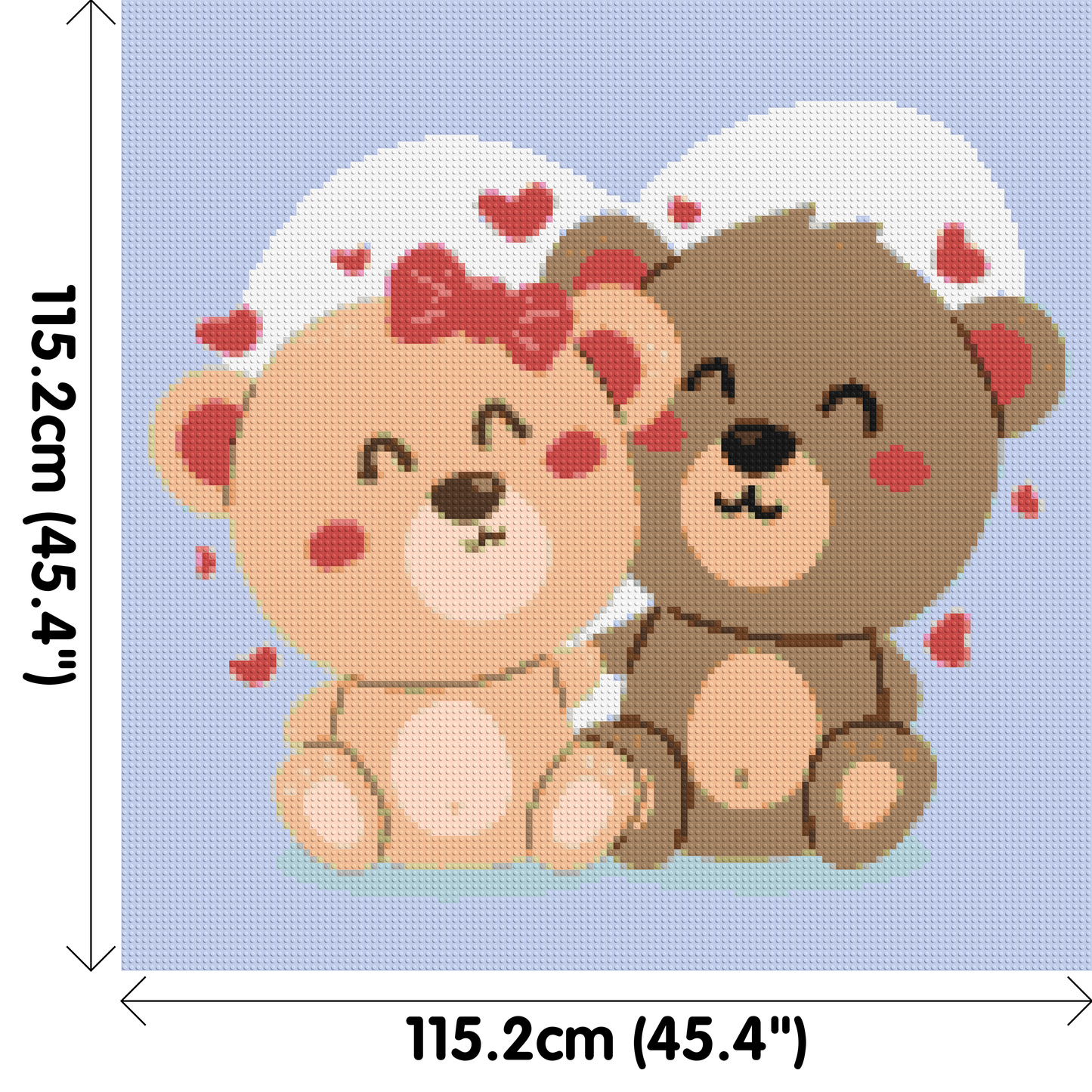 Cute Teddy Bear Couple Kawaii Vector Art - Brick Art Mosaic Kit 6x6 large