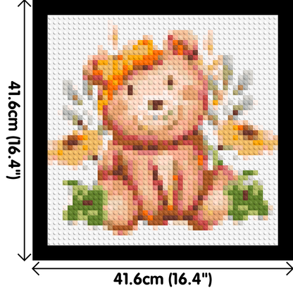 Teddy Bear with Yellow Bow and Flowers Watercolor Art - Brick Art Mosaic Kit 2x2 large