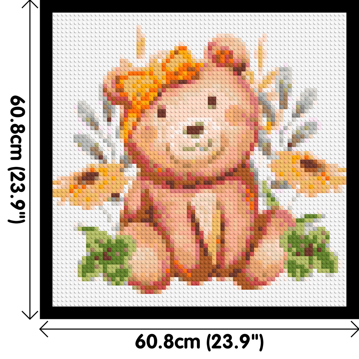 Teddy Bear with Yellow Bow and Flowers Watercolor Art - Brick Art Mosaic Kit 3x3 large