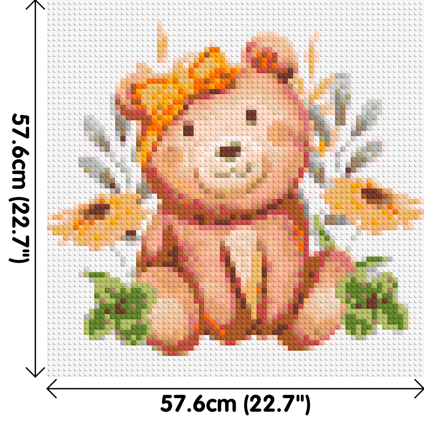 Teddy Bear with Yellow Bow and Flowers Watercolor Art - Brick Art Mosaic Kit 3x3 large