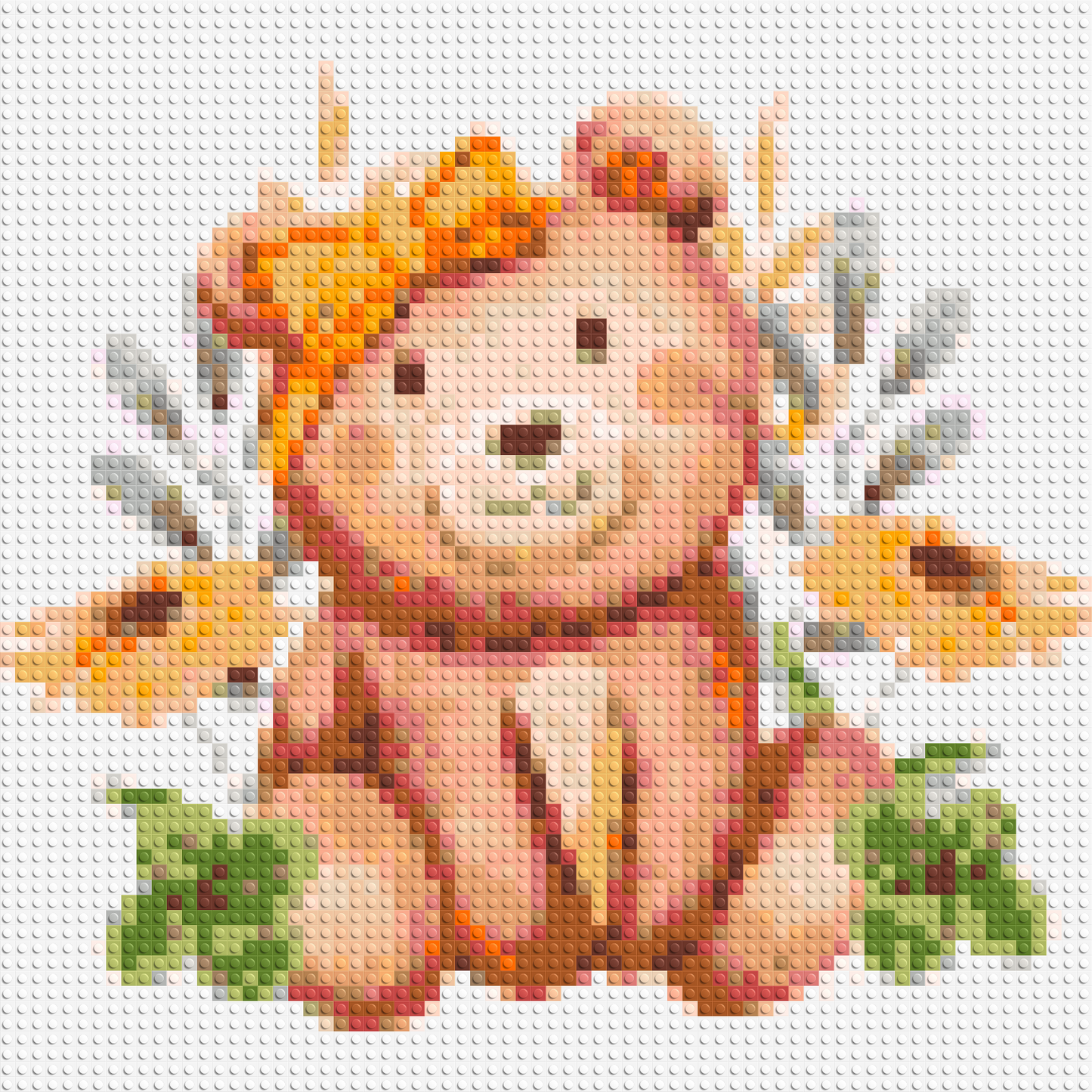 Teddy Bear with Yellow Bow and Flowers Watercolor Art - Brick Art Mosaic Kit 3x3 large