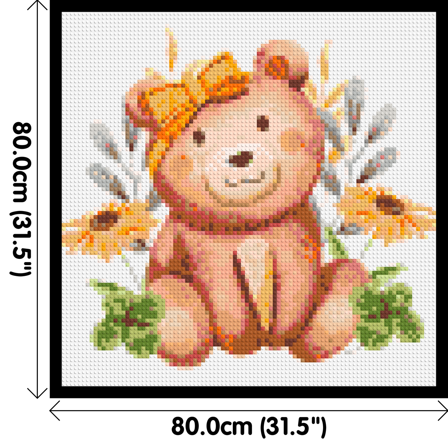 Teddy Bear with Yellow Bow and Flowers Watercolor Art - Brick Art Mosaic Kit 4x4 large