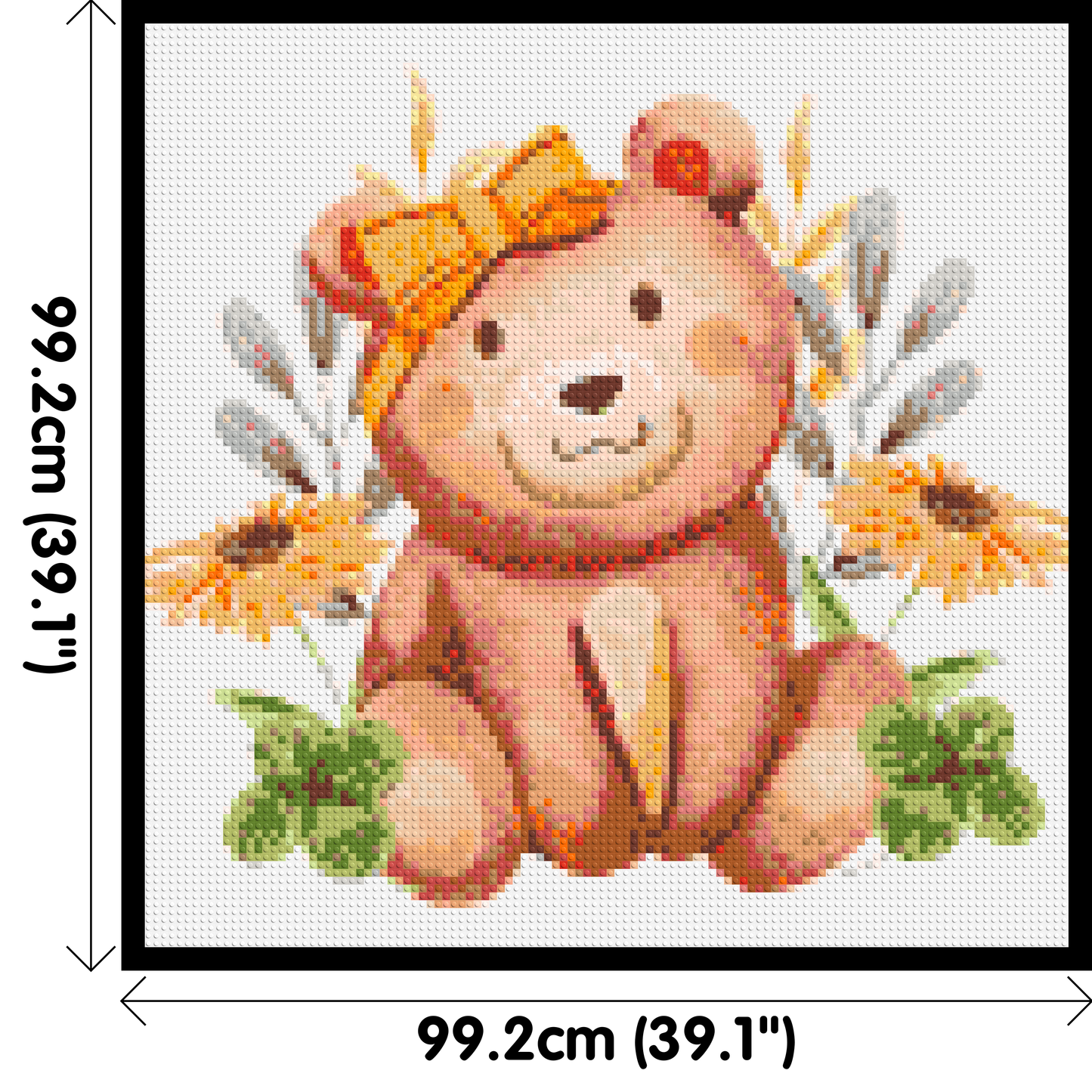 Teddy Bear with Yellow Bow and Flowers Watercolor Art - Brick Art Mosaic Kit 5x5 large