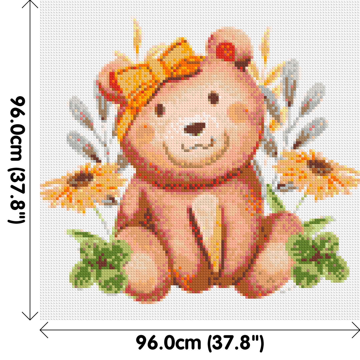 Teddy Bear with Yellow Bow and Flowers Watercolor Art - Brick Art Mosaic Kit 5x5 large