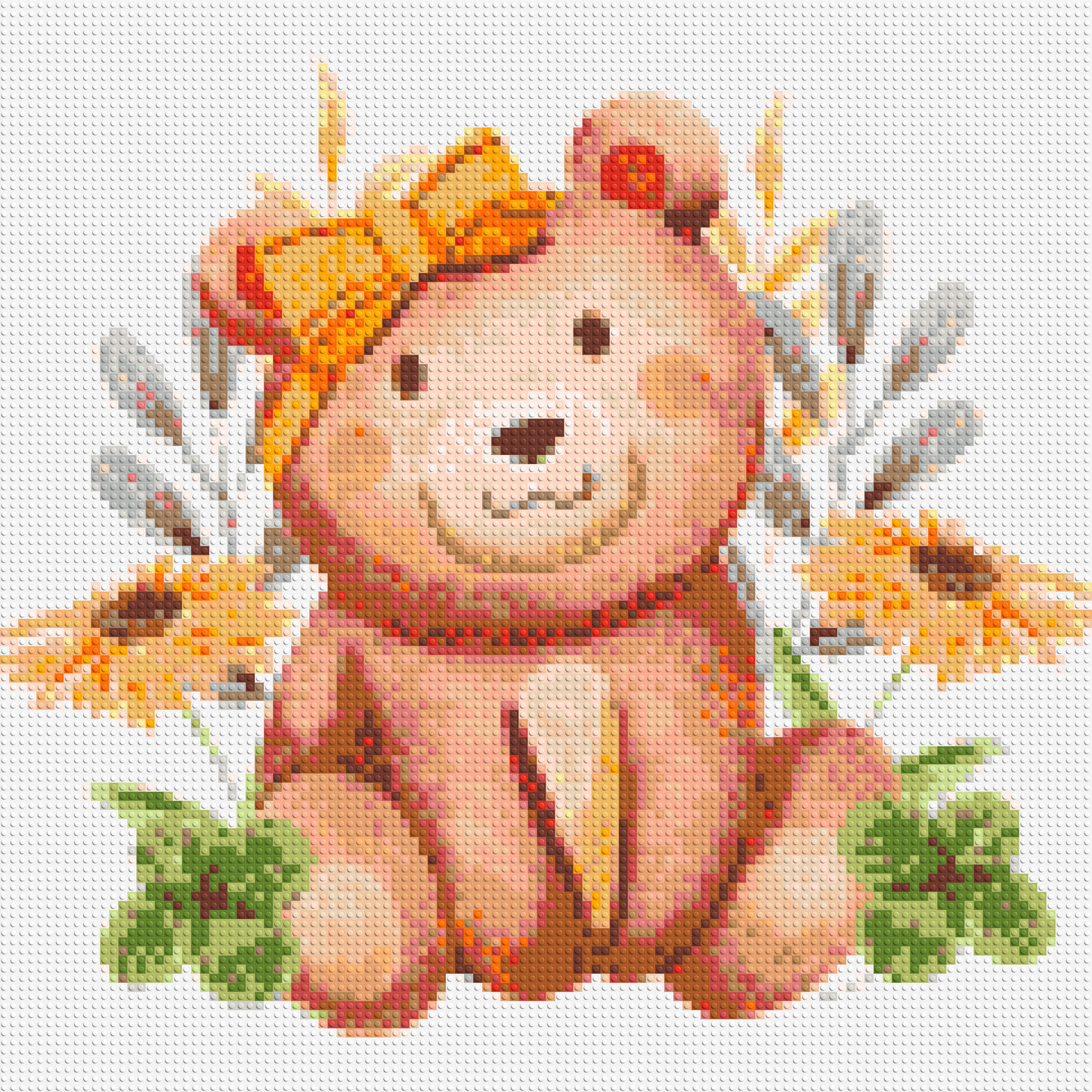 Teddy Bear with Yellow Bow and Flowers Watercolor Art - Brick Art Mosaic Kit 5x5 large