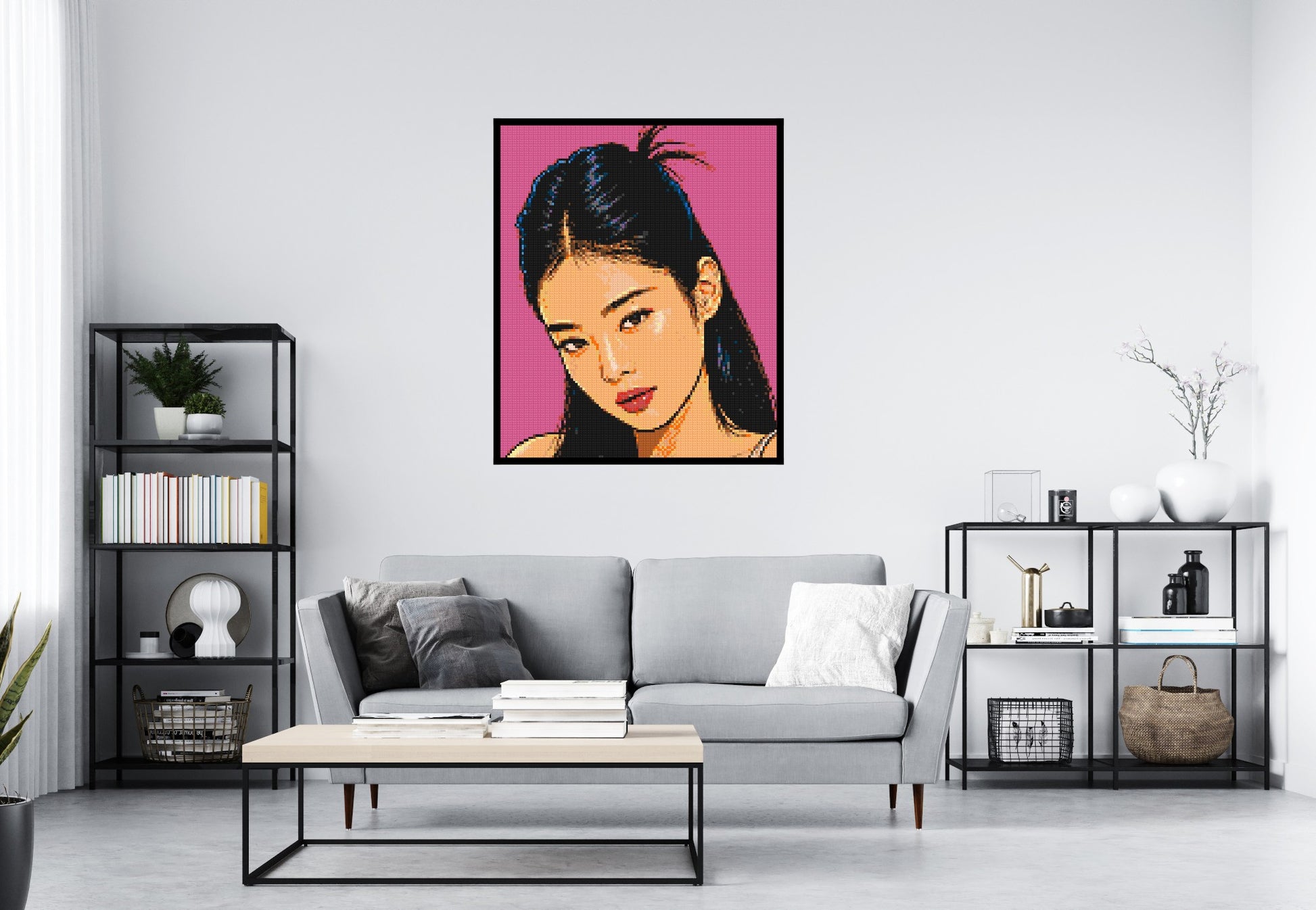 Jennie of BLACKPINK Comic Pop Art - Brick Art Mosaic Kit 5x6 scene with frame