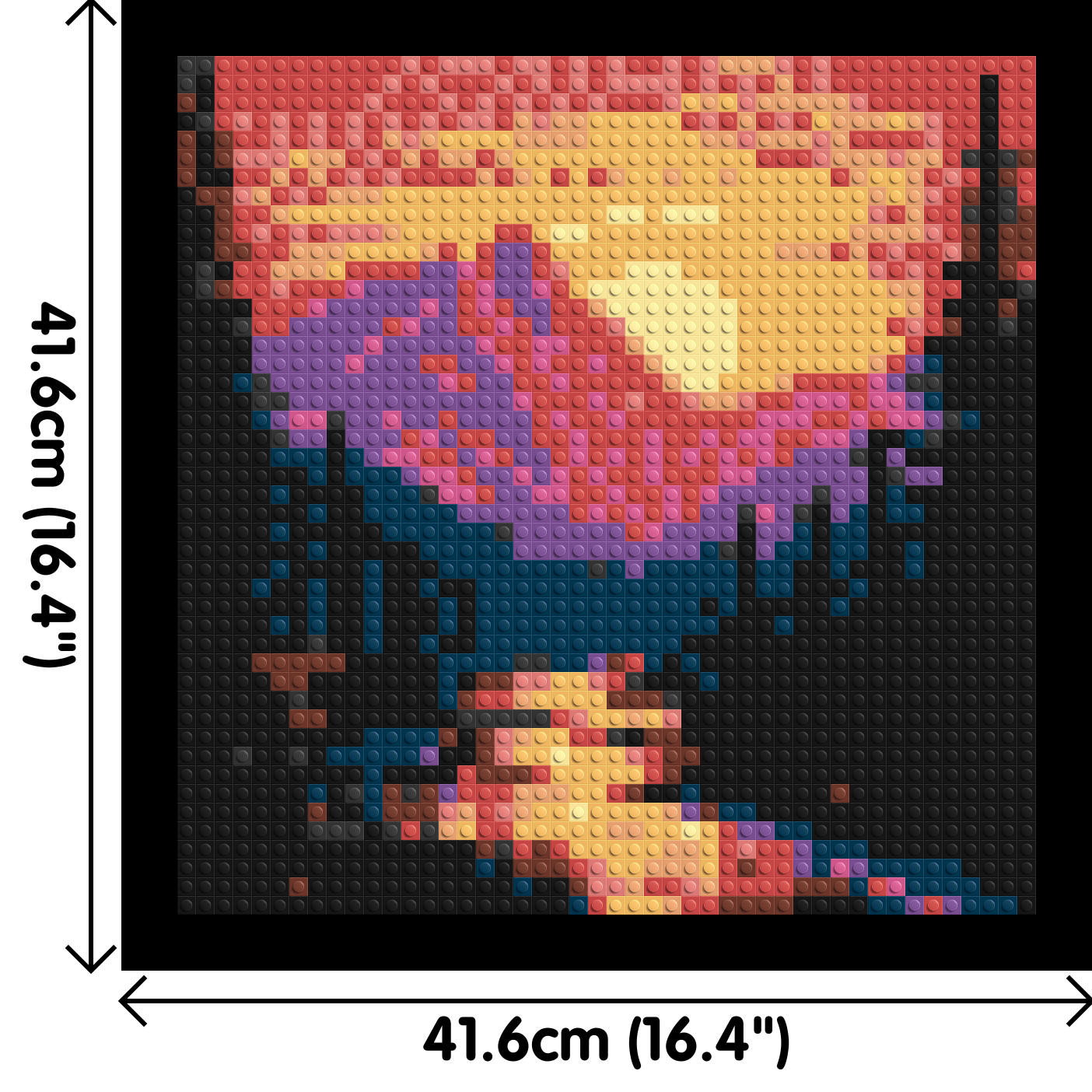 Sunset Mountain River Pixel Art - Brick Art Mosaic Kit 2x2 dimensions with frame