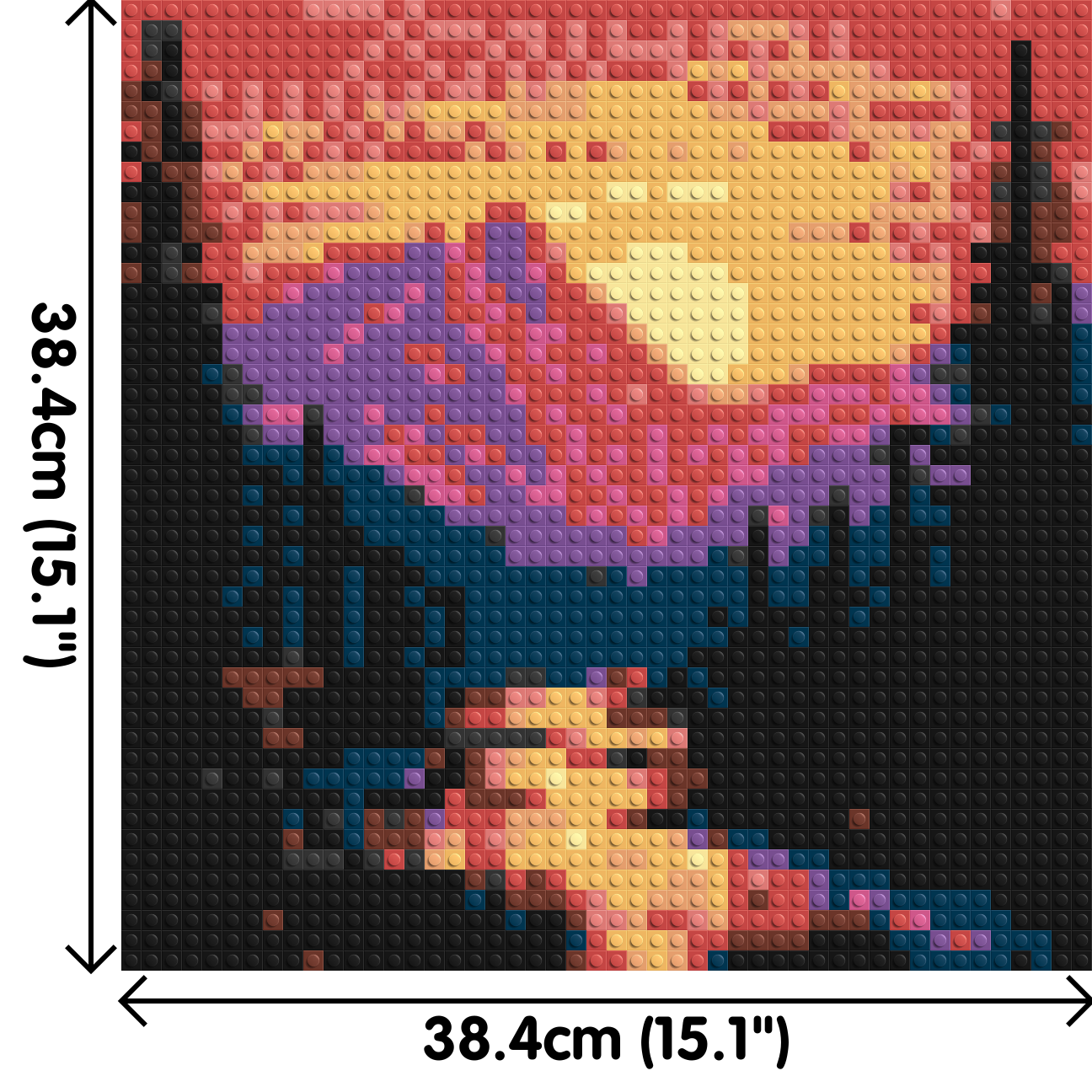 Sunset Mountain River Pixel Art - Brick Art Mosaic Kit 2x2 dimensions