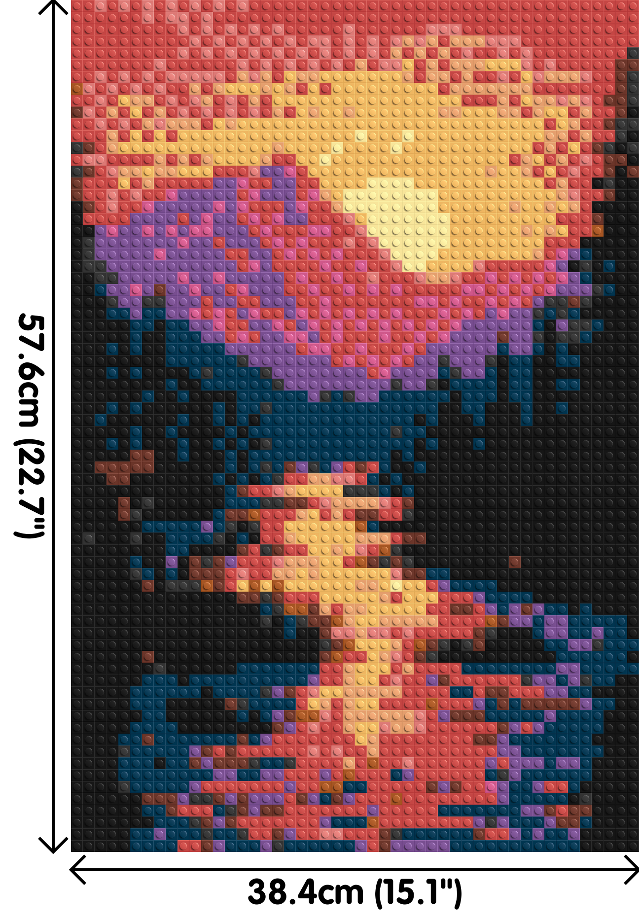Sunset Mountain River Pixel Art - Brick Art Mosaic Kit 2x3 dimensions