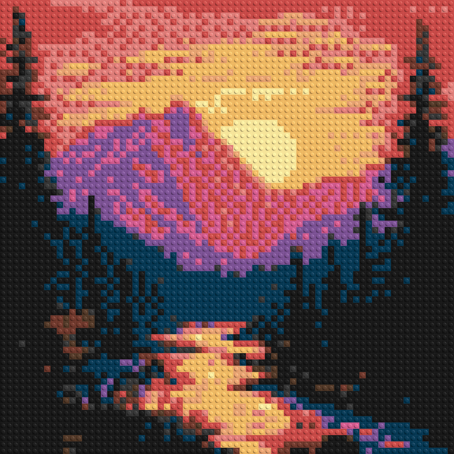Sunset Mountain River Pixel Art - Brick Art Mosaic Kit 3x3 large