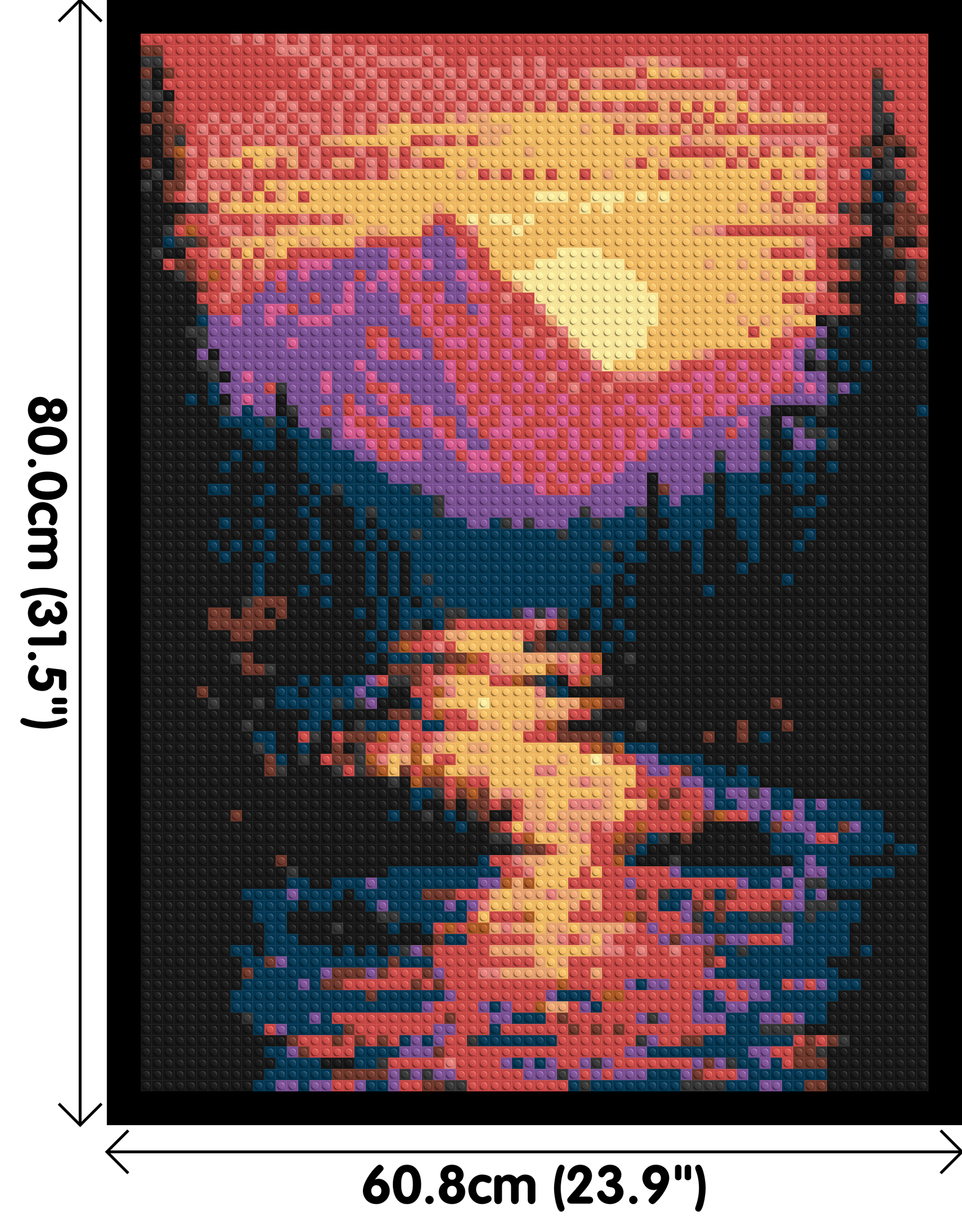 Sunset Mountain River Pixel Art - Brick Art Mosaic Kit 3x4 dimensions with frame