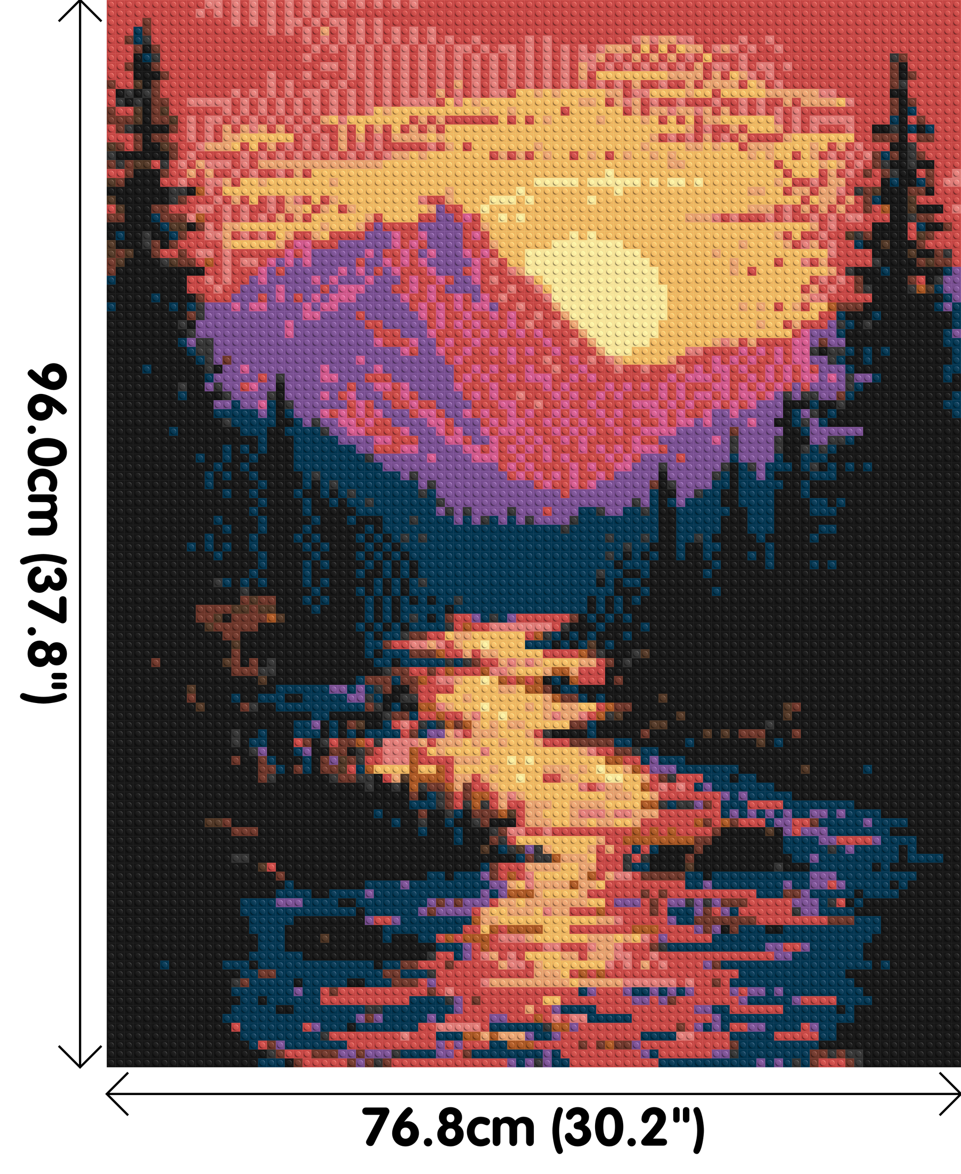 Sunset Mountain River Pixel Art - Brick Art Mosaic Kit 4x5 dimensions