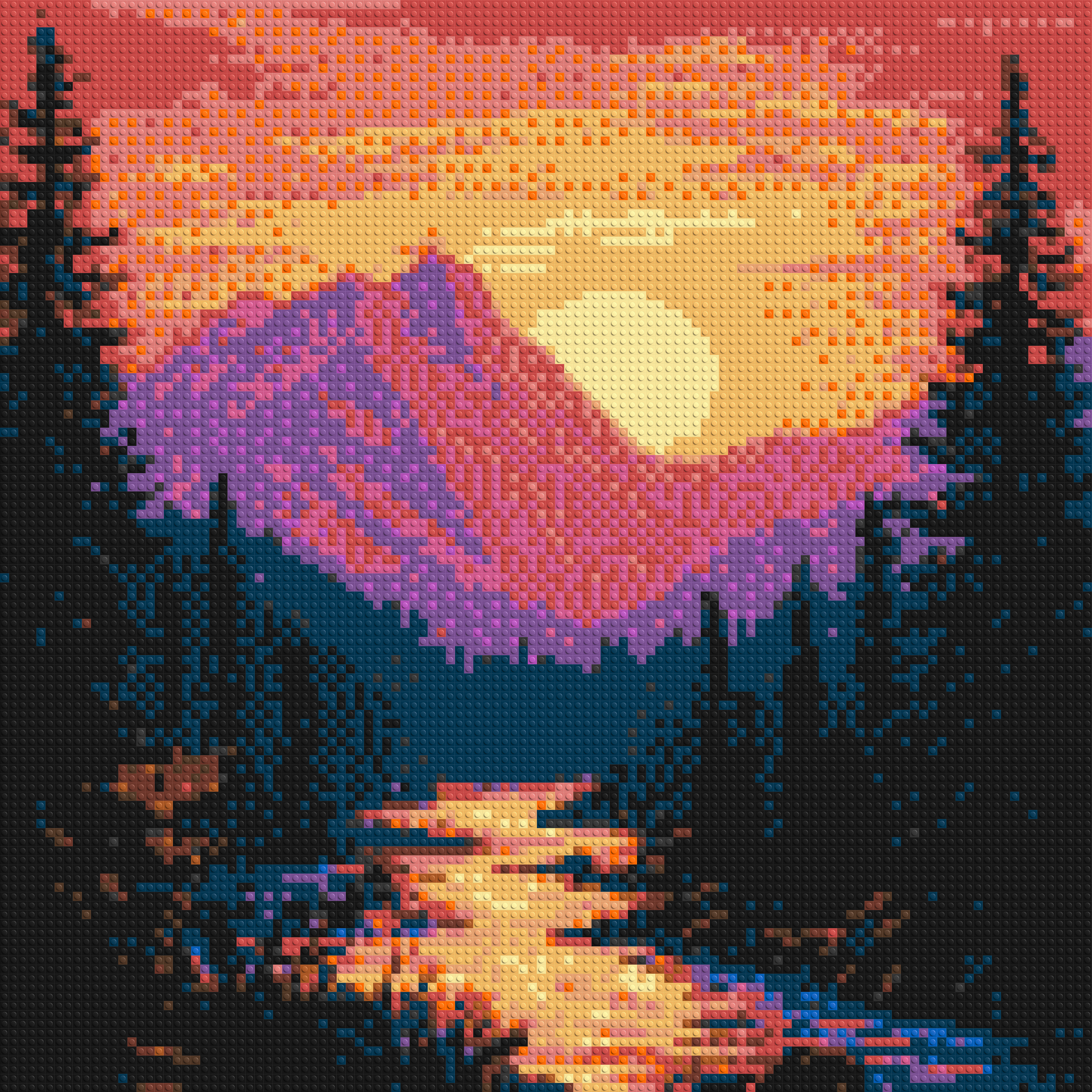 Sunset Mountain River Pixel Art - Brick Art Mosaic Kit 5x5 large