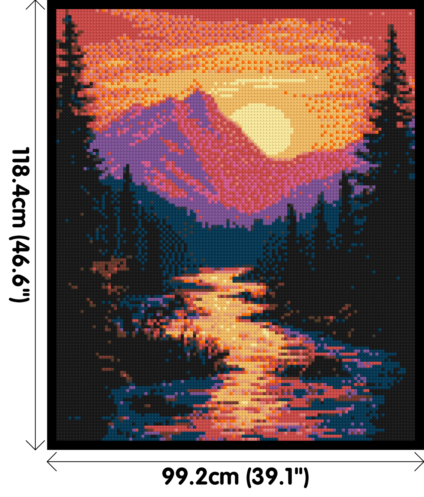 Sunset Mountain River Pixel Art - Brick Art Mosaic Kit 5x6 large