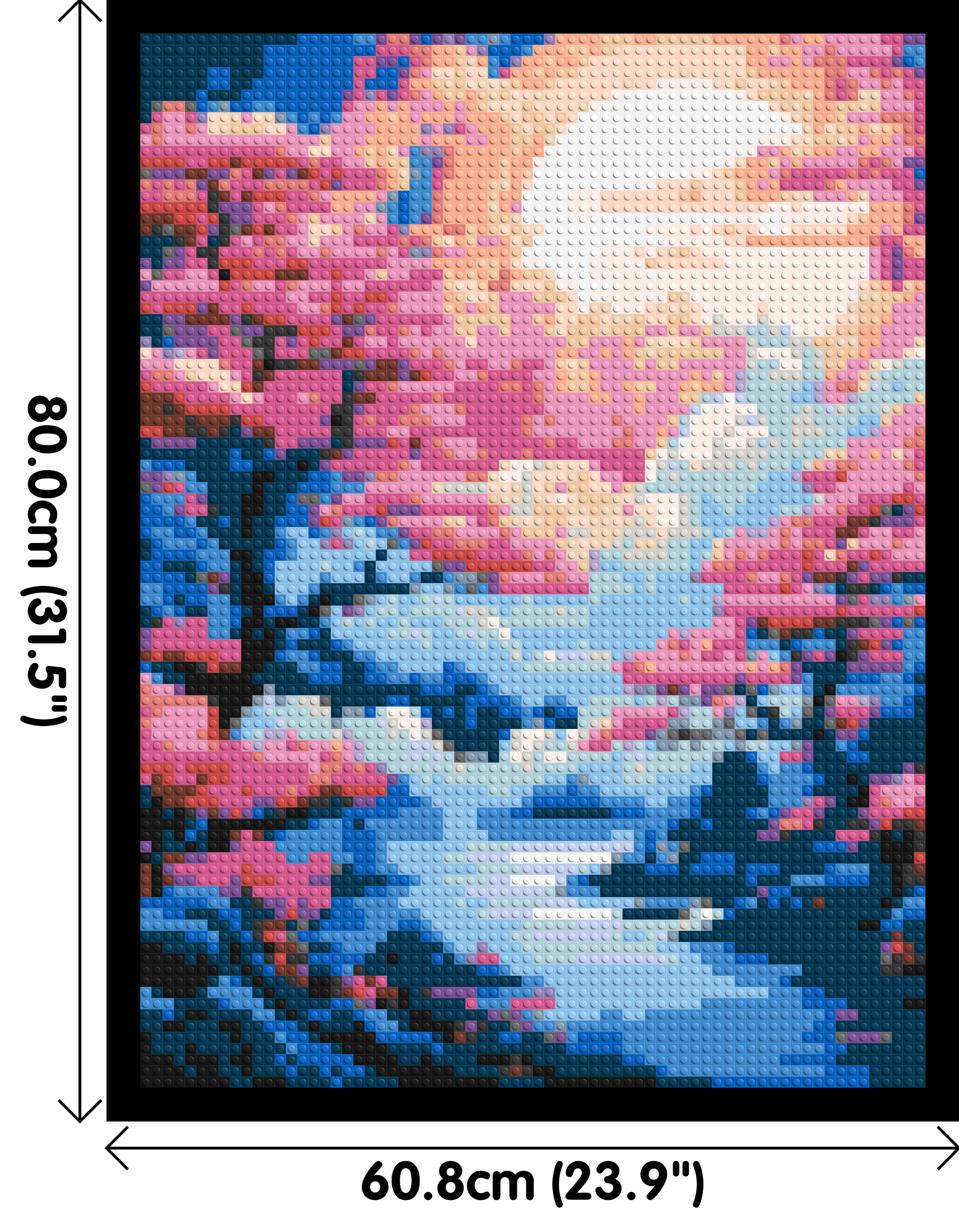 Cherry Blossom Trees and Glowing Moon Japanese Art - Brick Art Mosaic Kit 3x4 dimensions with frame