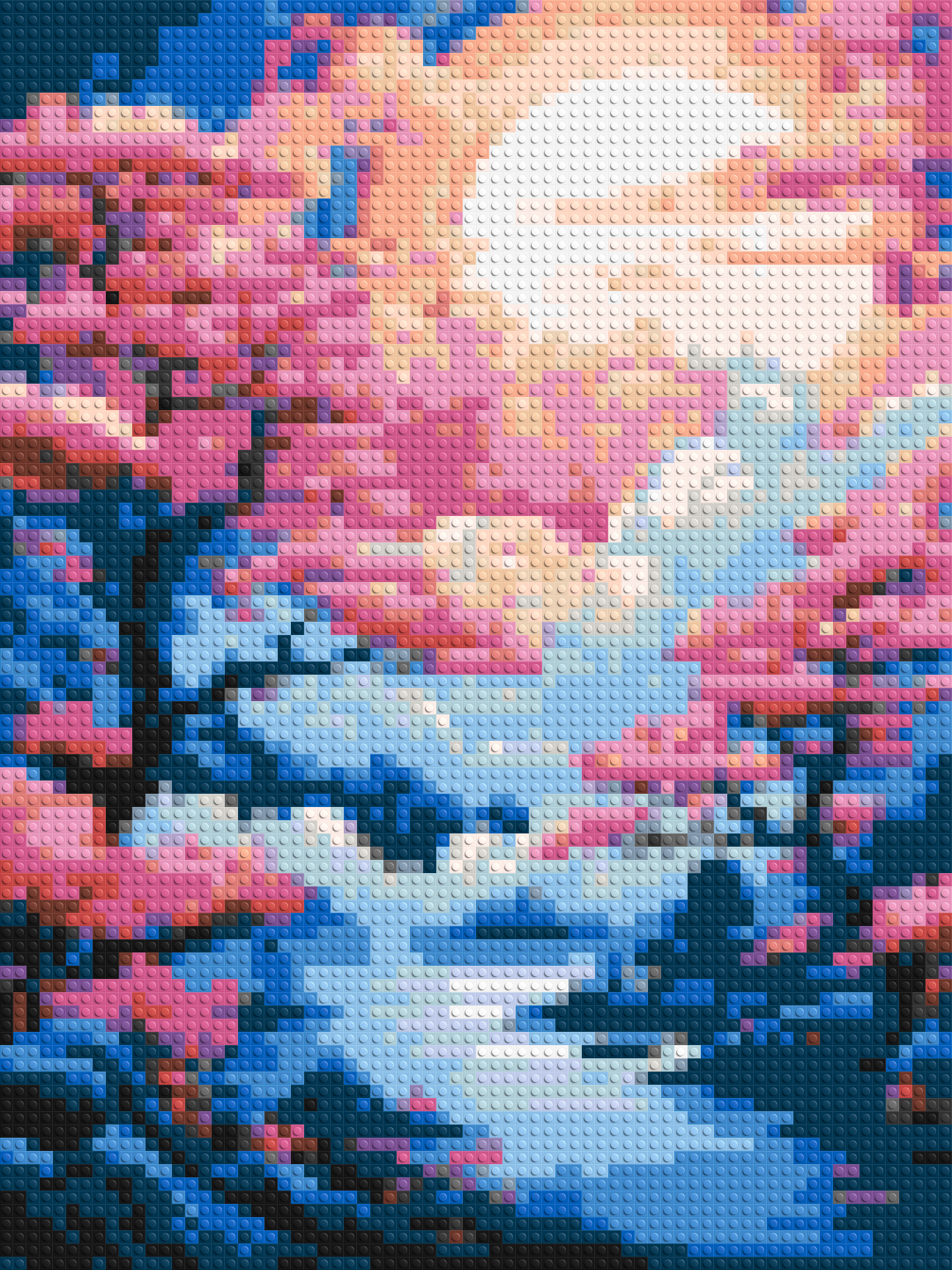 Cherry Blossom Trees and Glowing Moon Japanese Art - Brick Art Mosaic Kit 3x4 large