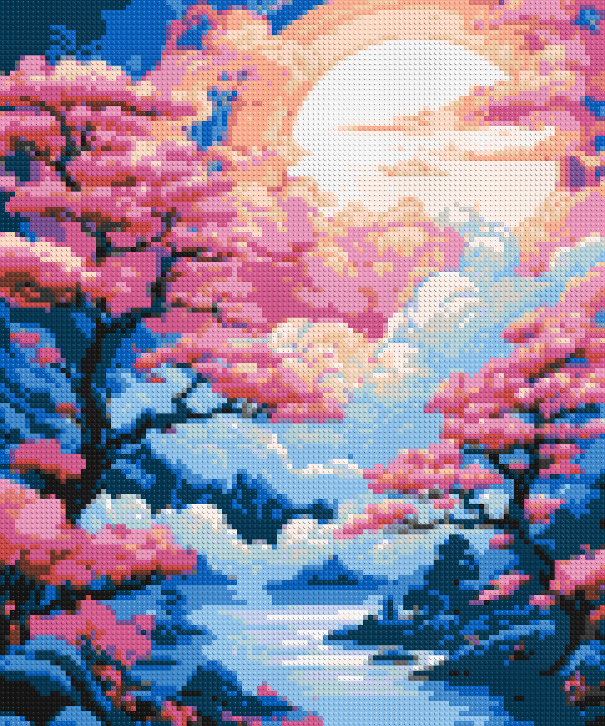 Cherry Blossom Trees and Glowing Moon Japanese Art - Brick Art Mosaic Kit 5x6 large