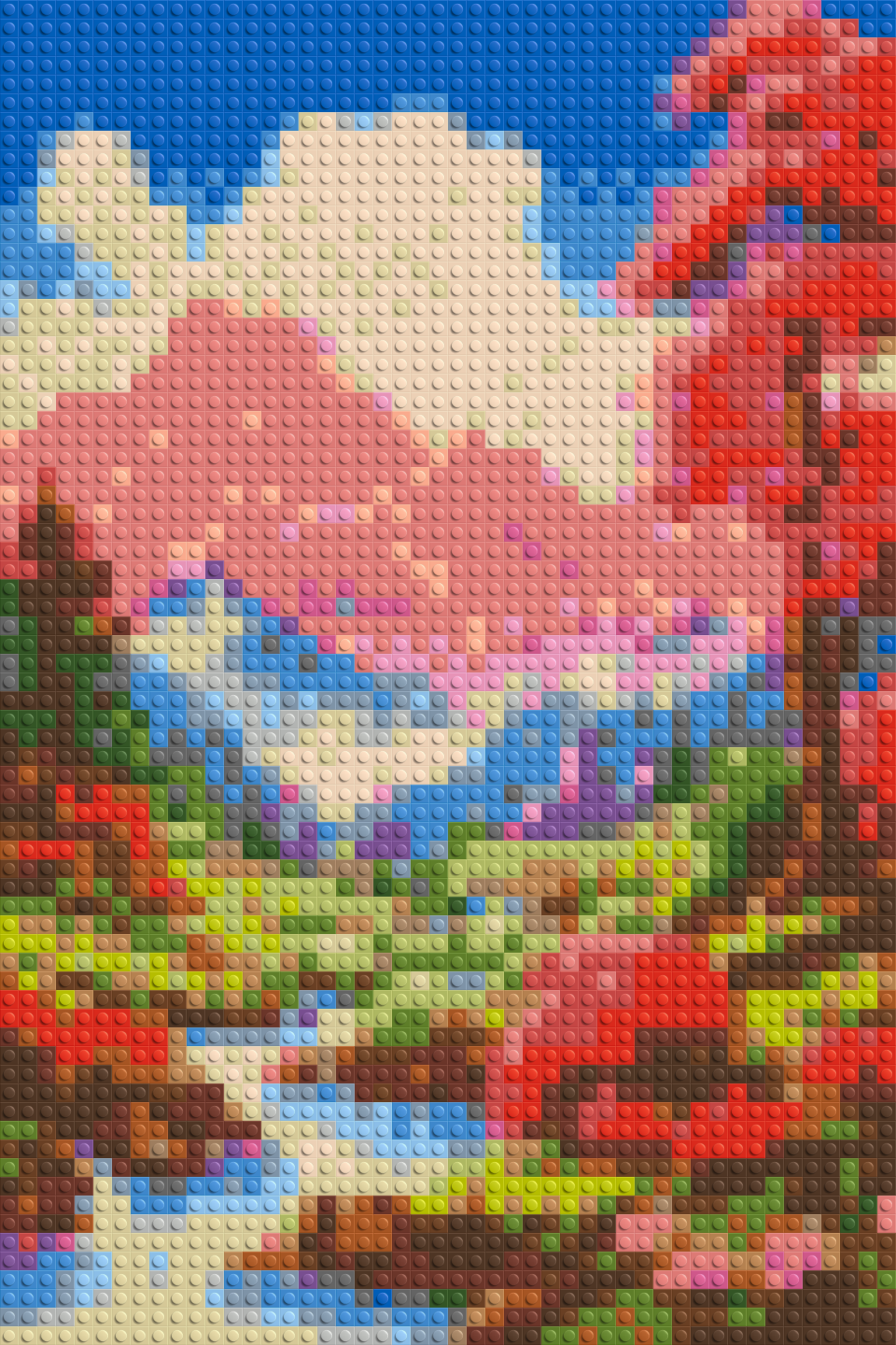 Pink Mountain Peaks and Cascading Waterfall Illustration - Brick Art Mosaic Kit 2x3 large