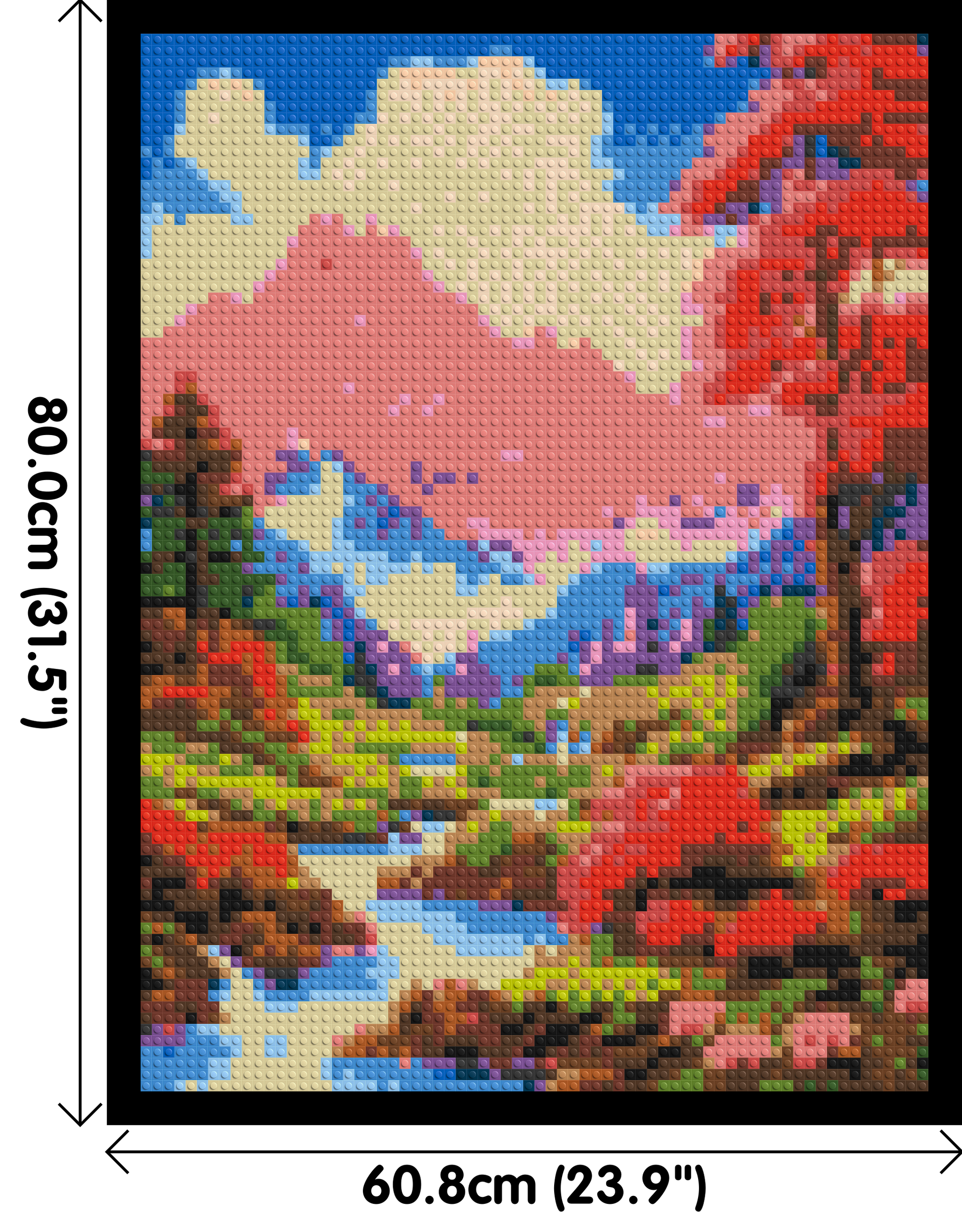 Pink Mountain Peaks and Cascading Waterfall Illustration - Brick Art Mosaic Kit 3x4 dimensions with frame