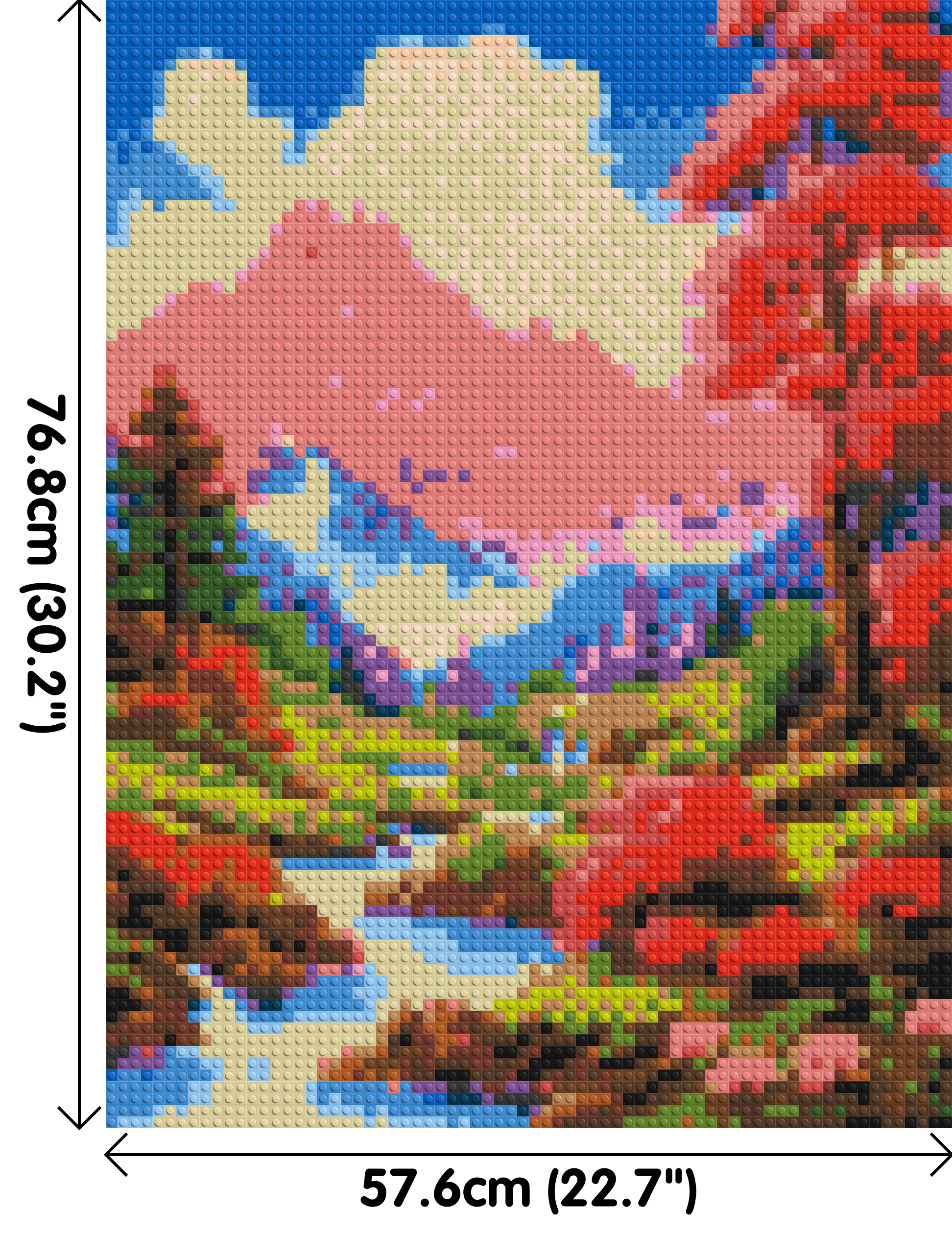 Pink Mountain Peaks and Cascading Waterfall Illustration - Brick Art Mosaic Kit 3x4 dimensions