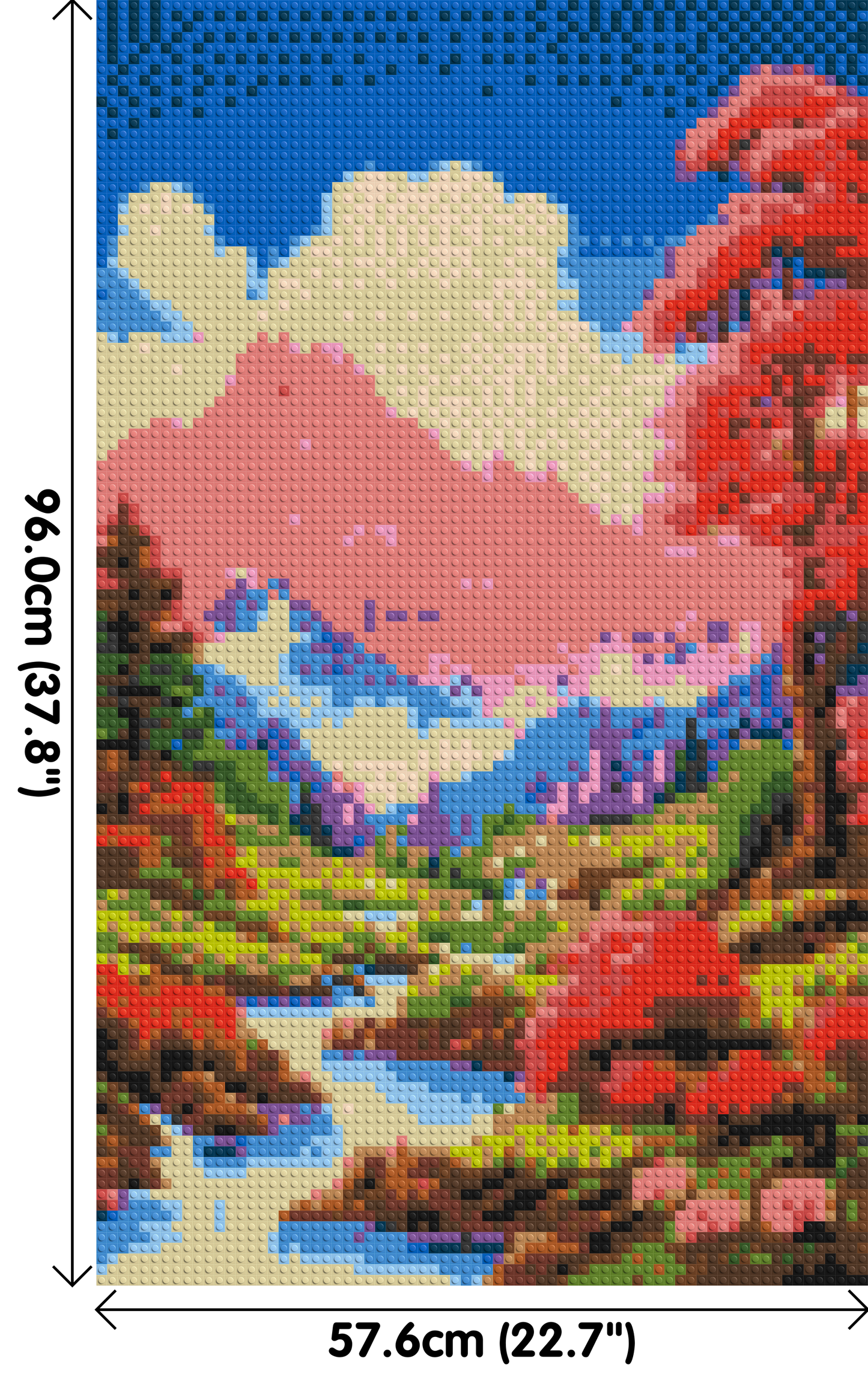 Pink Mountain Peaks and Cascading Waterfall Illustration - Brick Art Mosaic Kit 3x5 large