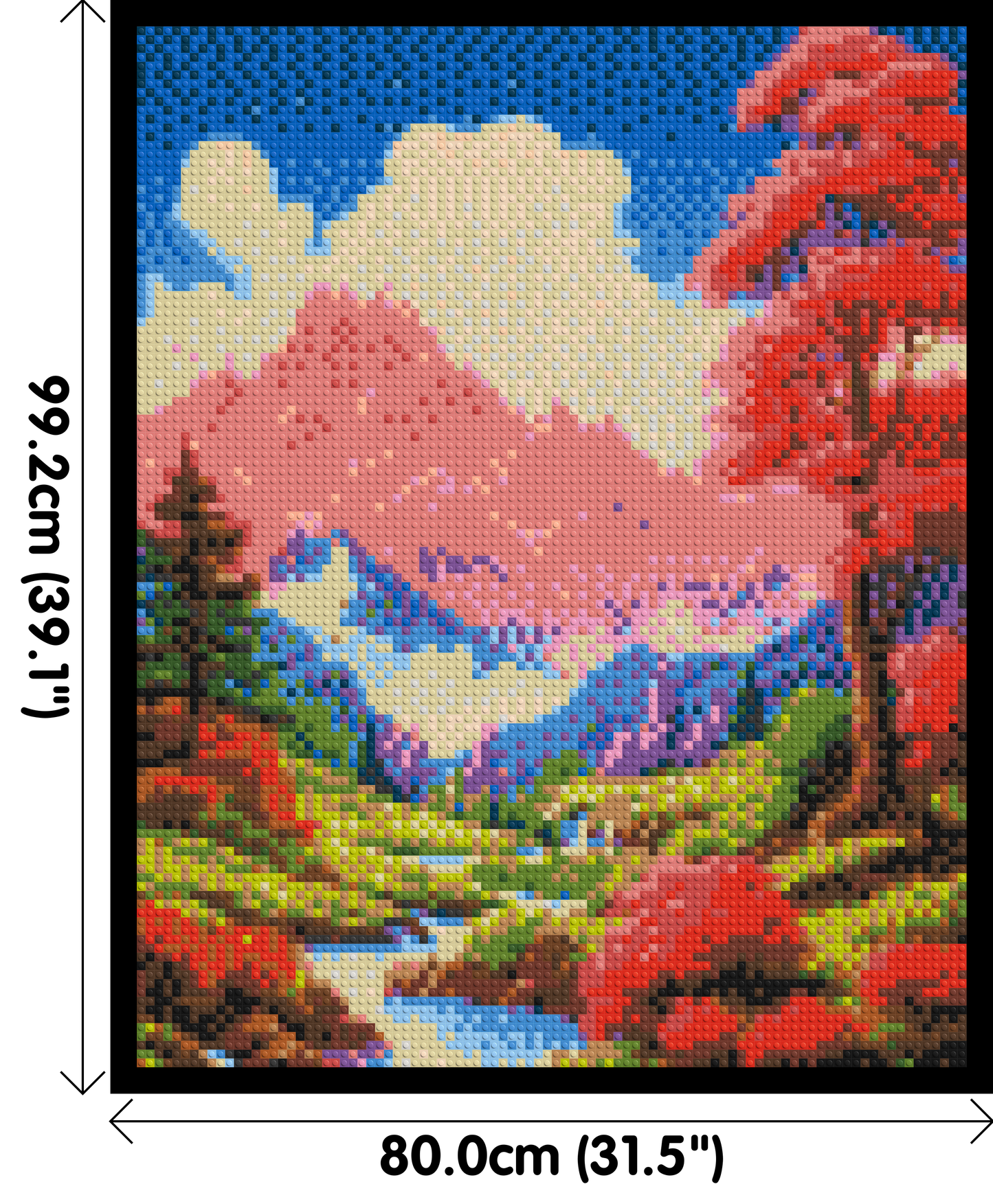 Pink Mountain Peaks and Cascading Waterfall Illustration - Brick Art Mosaic Kit 4x5 large