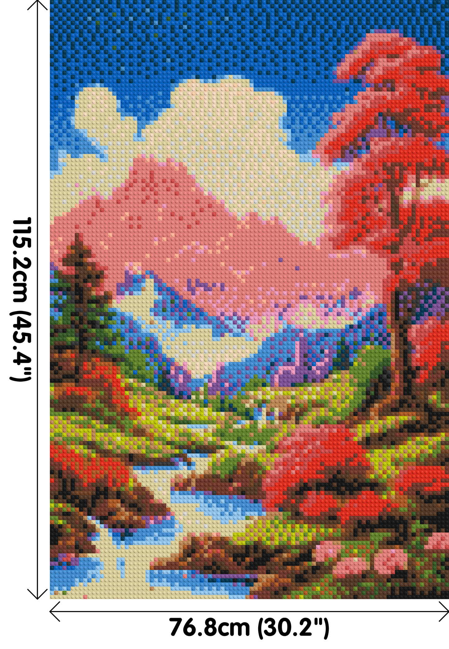 Pink Mountain Peaks and Cascading Waterfall Illustration - Brick Art Mosaic Kit 4x6 large