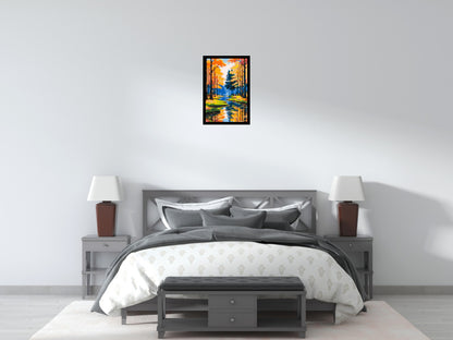 Autumn Forest River Reflection Illustration - Brick Art Mosaic Kit 2x3 large