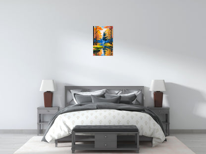 Autumn Forest River Reflection Illustration - Brick Art Mosaic Kit 2x3 large
