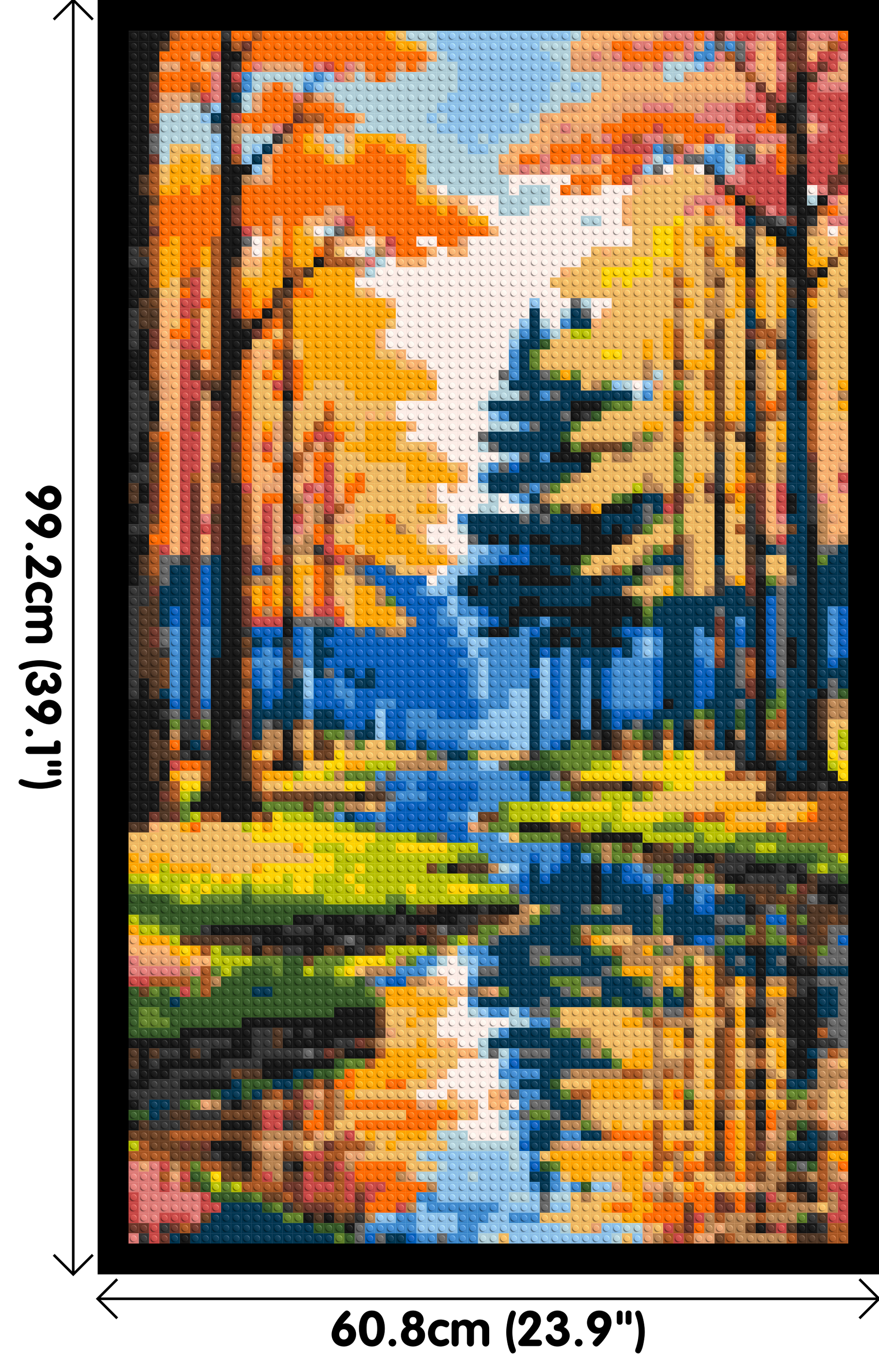 Autumn Forest River Reflection Illustration - Brick Art Mosaic Kit 3x5 dimensions with frame