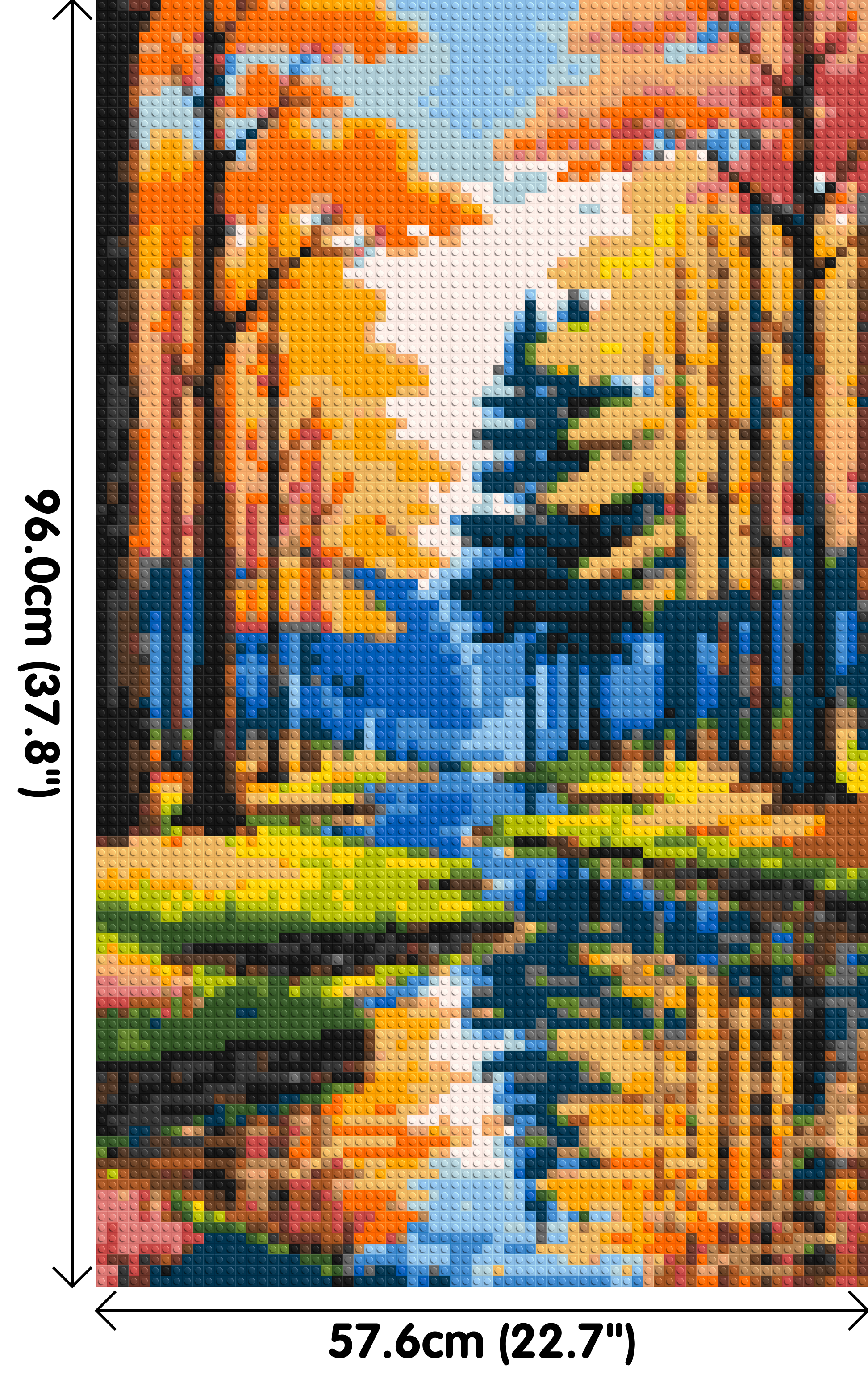 Autumn Forest River Reflection Illustration - Brick Art Mosaic Kit 3x5 dimensions