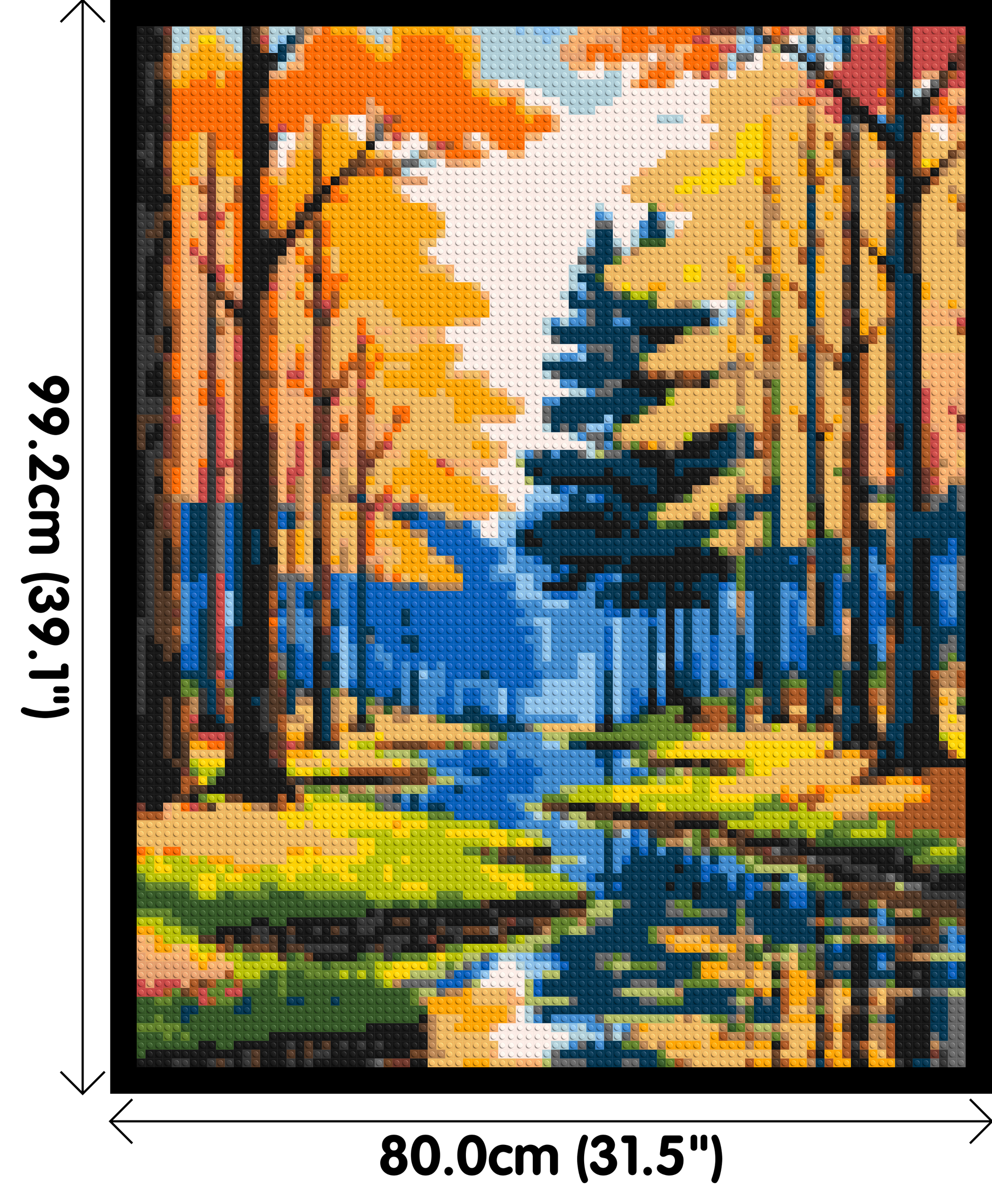 Autumn Forest River Reflection Illustration - Brick Art Mosaic Kit 4x5 dimensions with frame