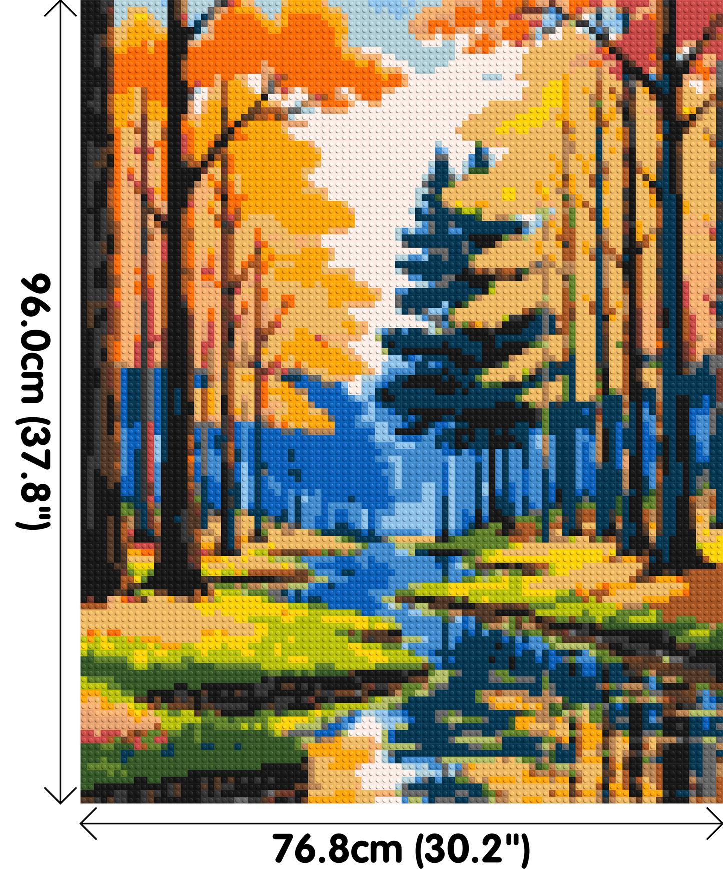 Autumn Forest River Reflection Illustration - Brick Art Mosaic Kit 4x5 large